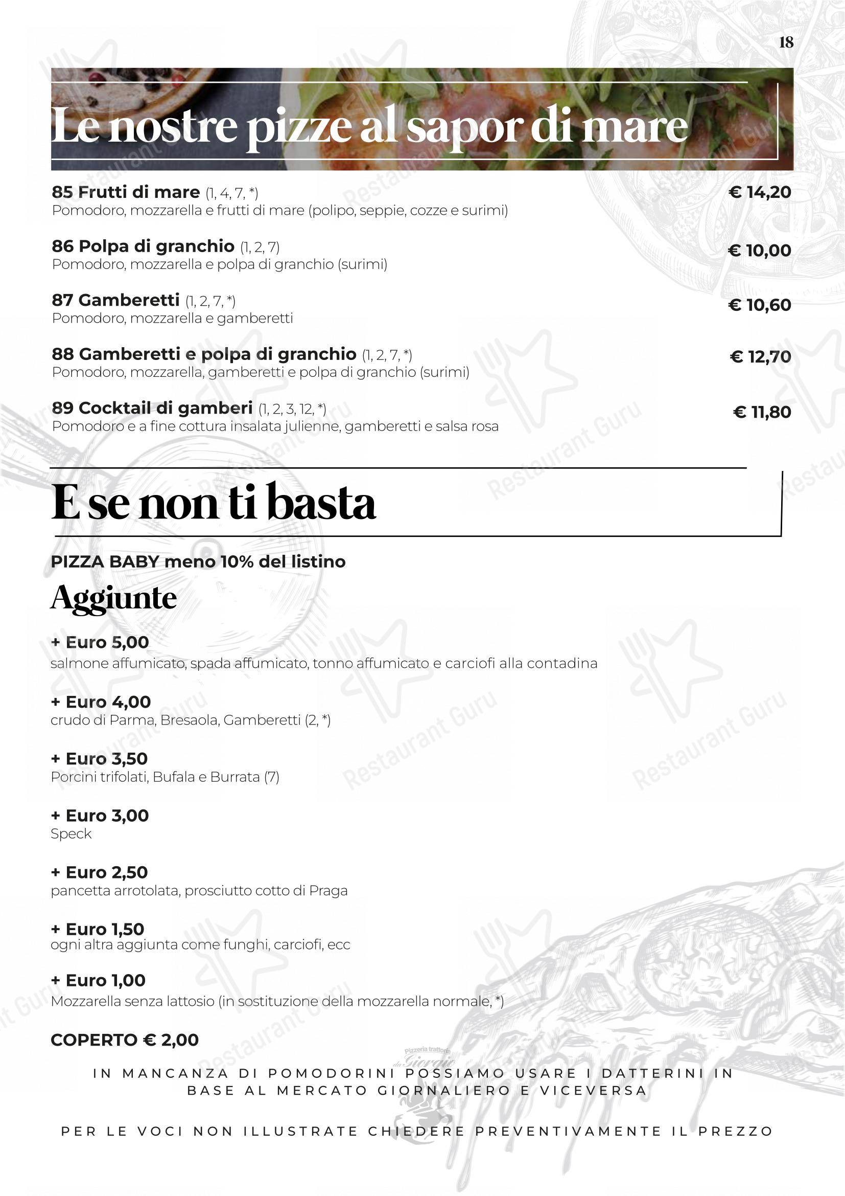 Pizzeria Trattoria da Giorgio in Roverbella - Menu