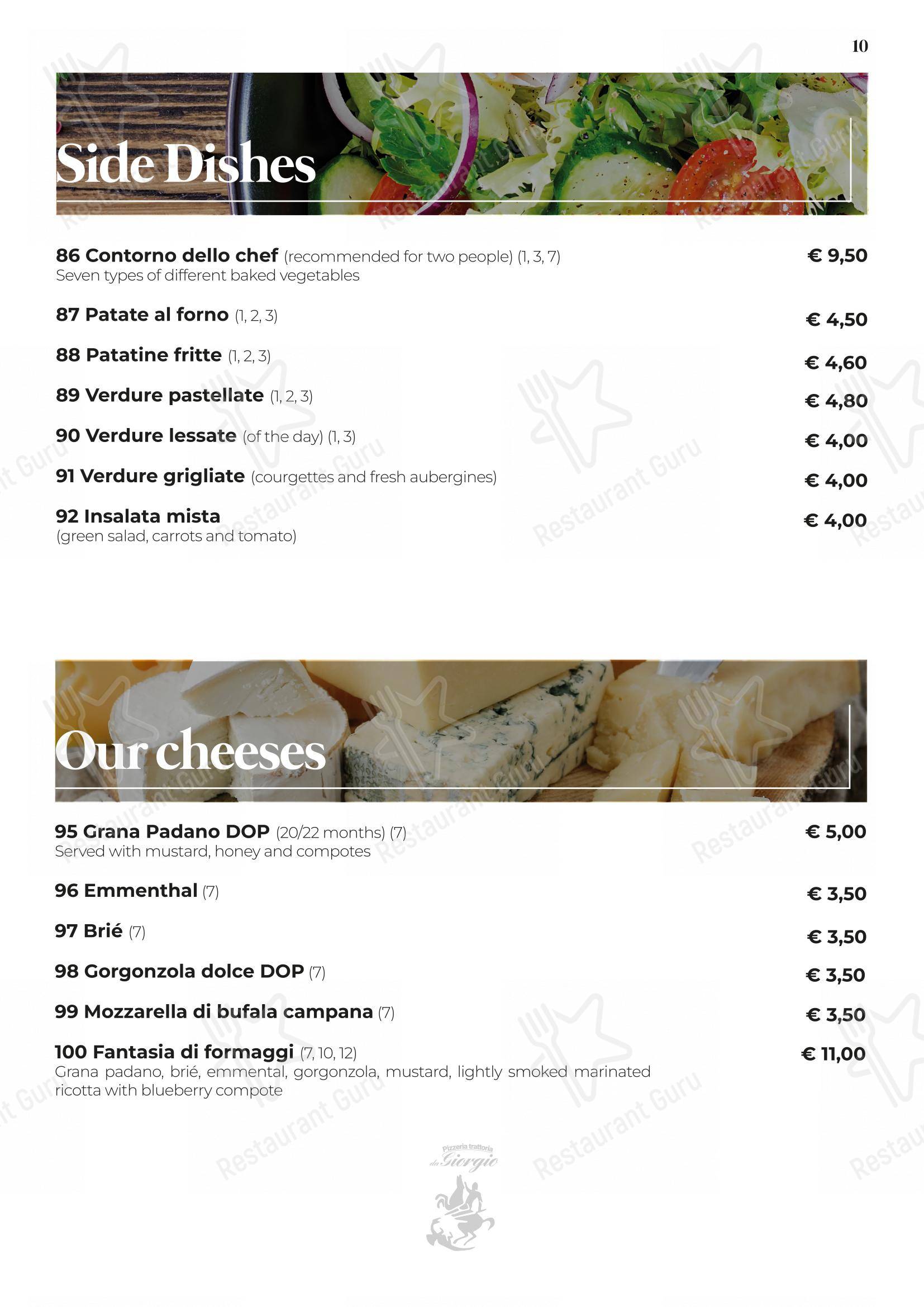 Menu di Pizzeria Trattoria da Giorgio - Menu bar