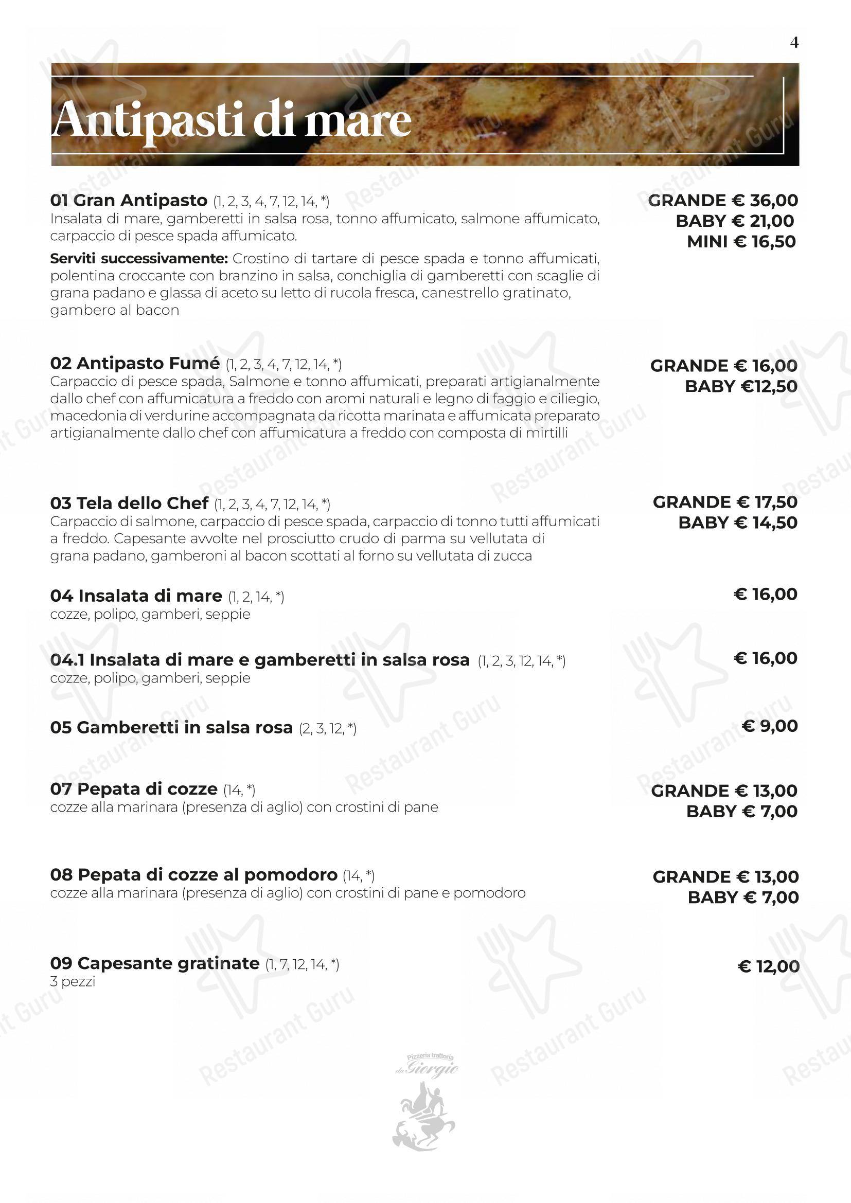 Pizzeria Trattoria da Giorgio in Roverbella - Menu
