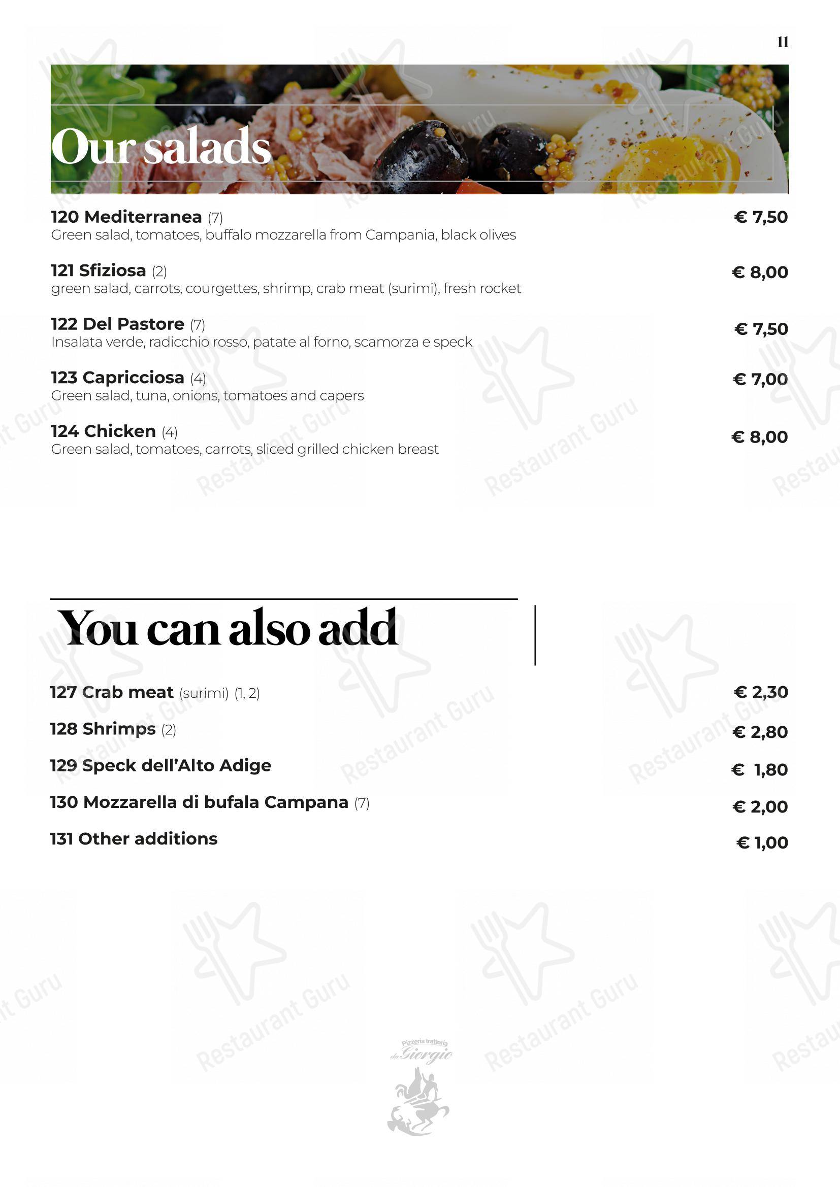 Menu bar per Pizzeria Trattoria da Giorgio pizzeria