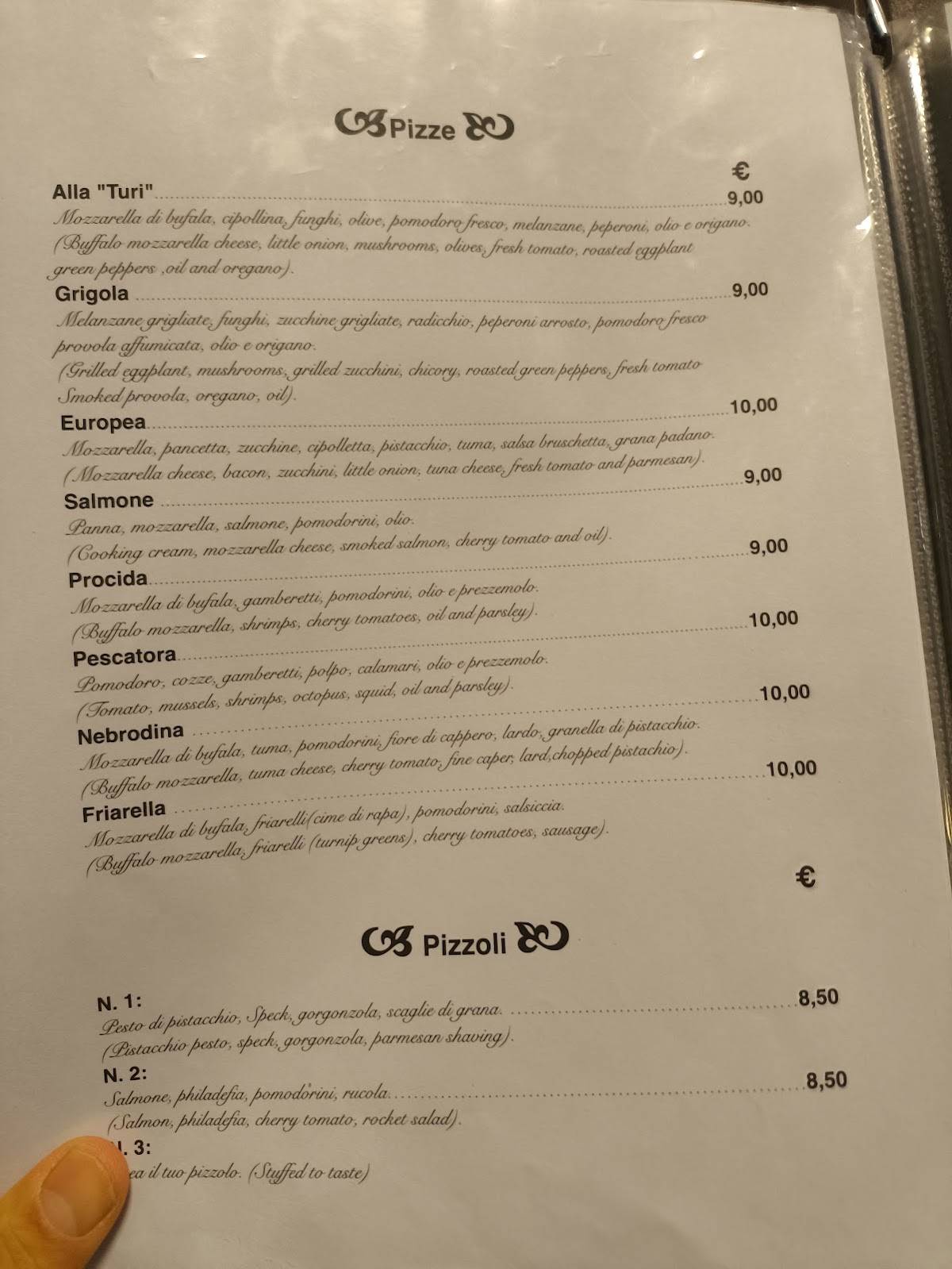 Menu di Valentino 