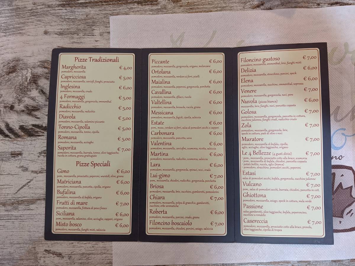 Menu di Pizzeria da Gimo 