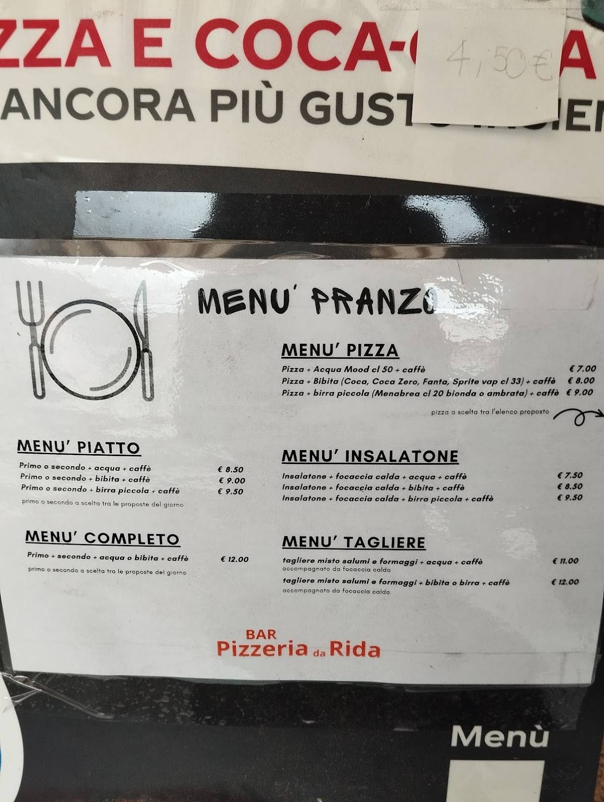 Menu di Rida - Bar&Pizzeria 