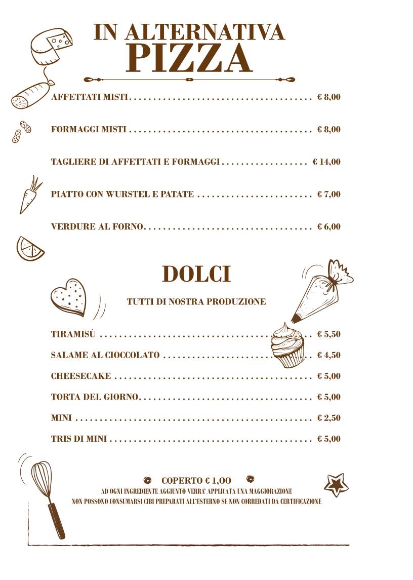 Menu di Pizzeria del Corso • dal 1982 