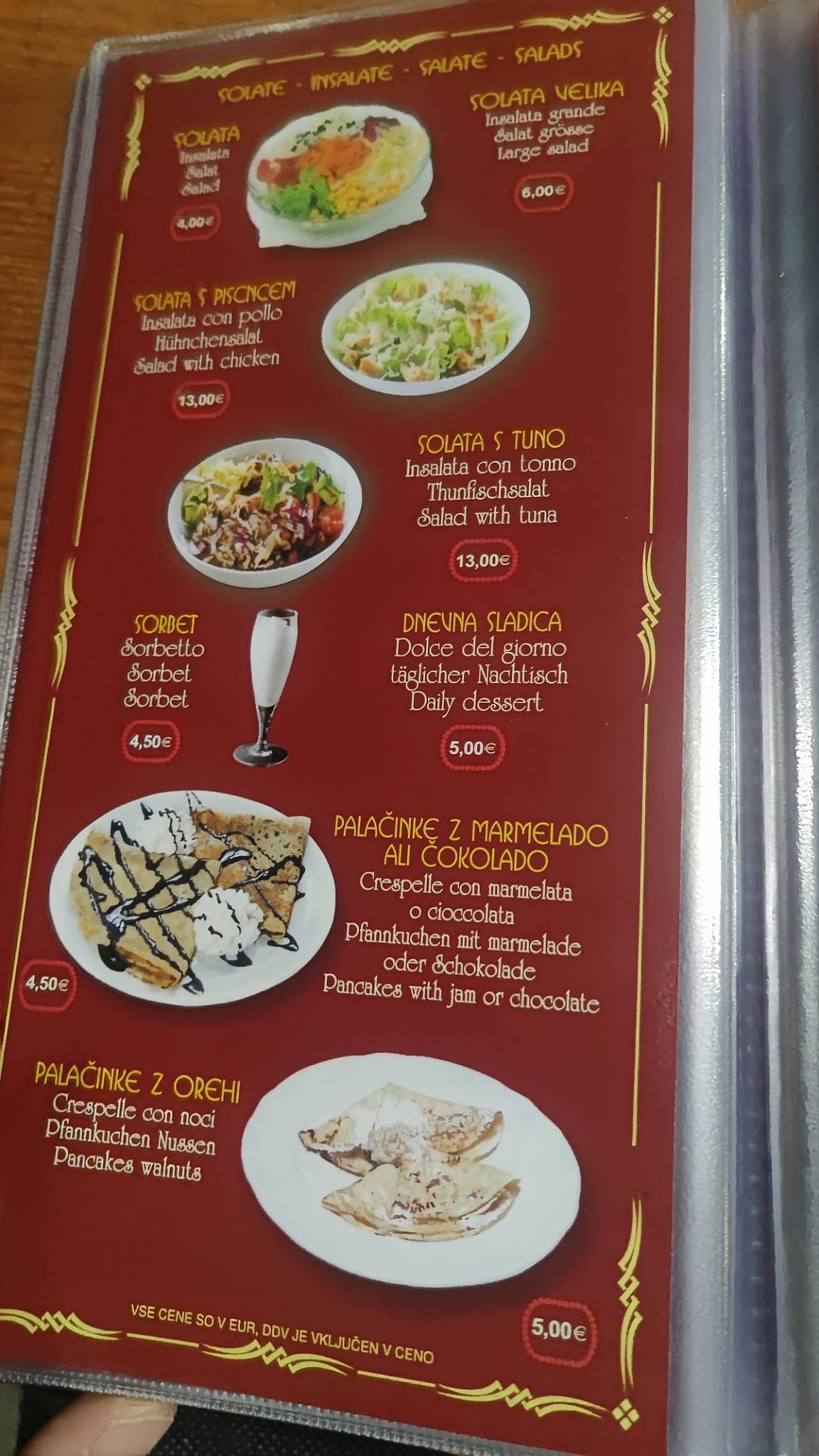 Menu di Pizzeria park Izet Durmišević s.p. 