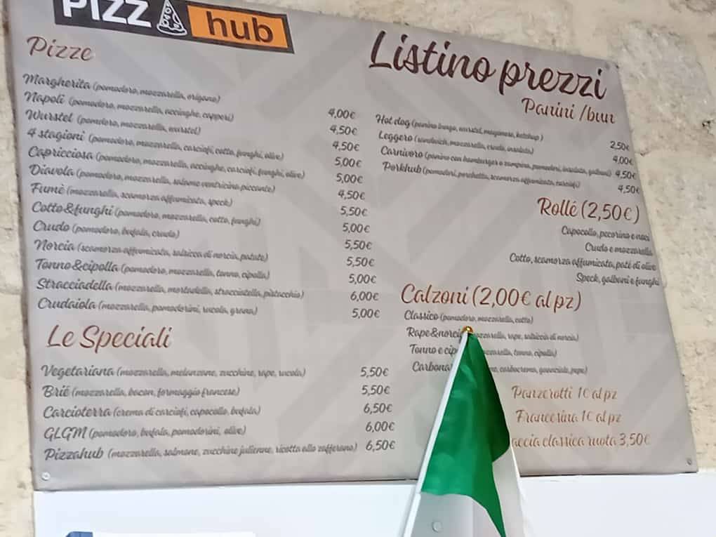 Menu di Pizzhub 