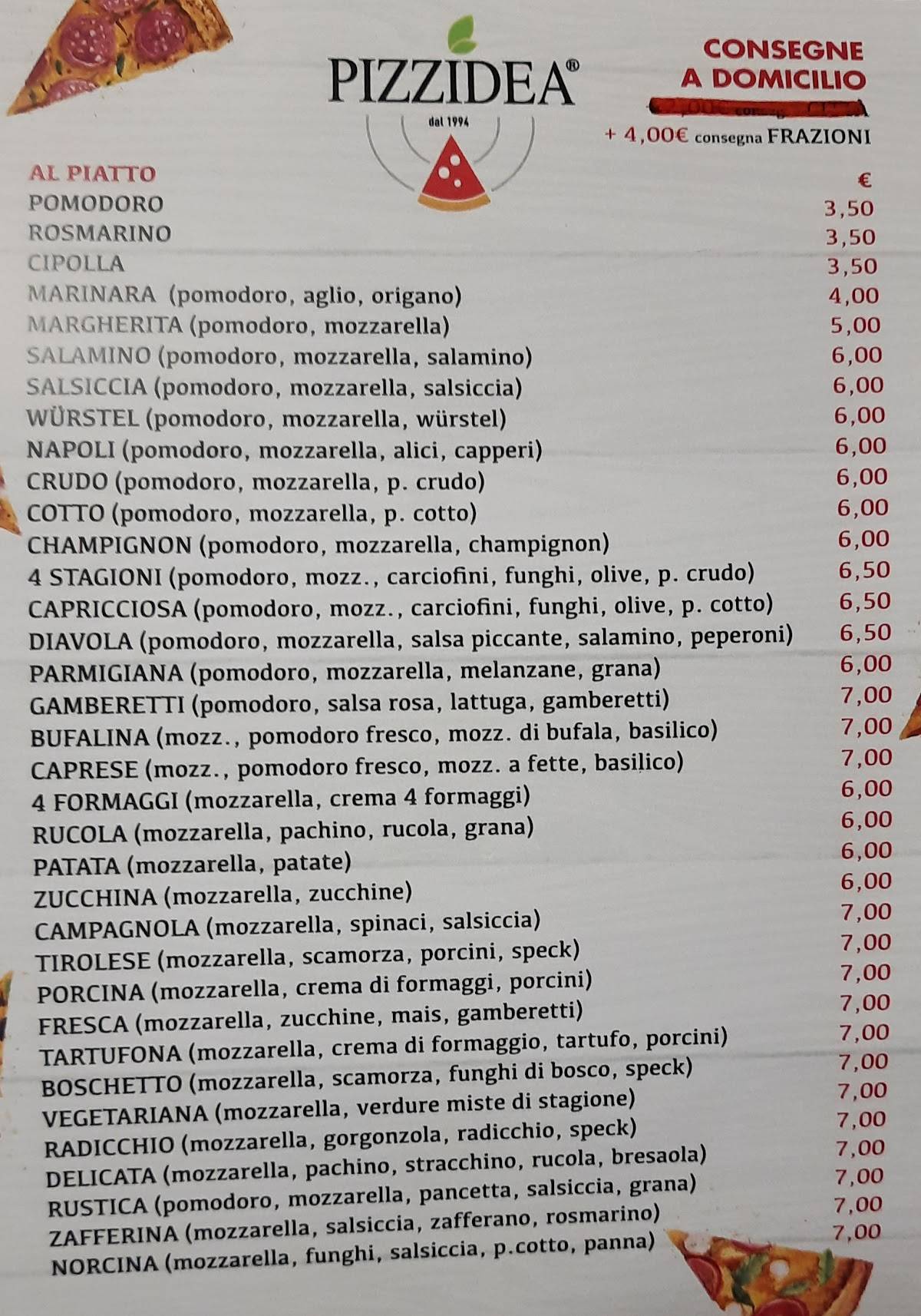 Menu di Pizzidea Fabriano 