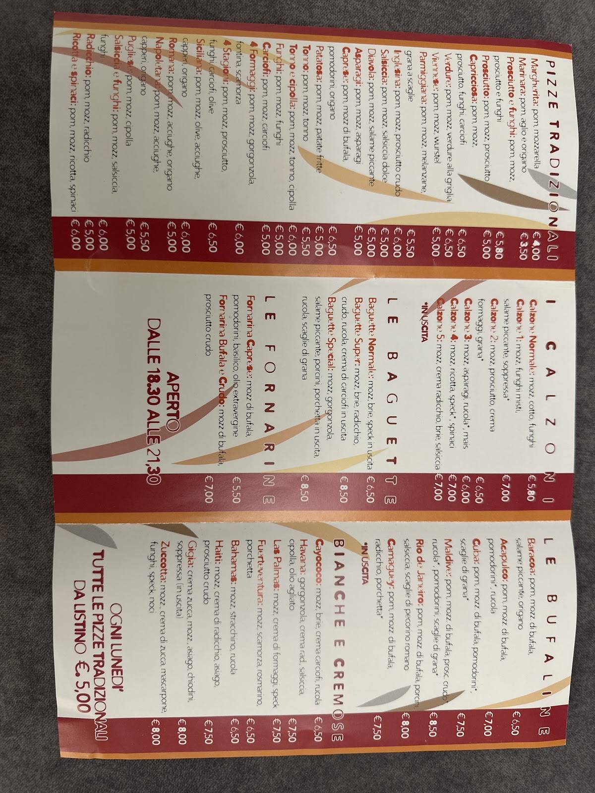 Menu di Playa Del Sol 