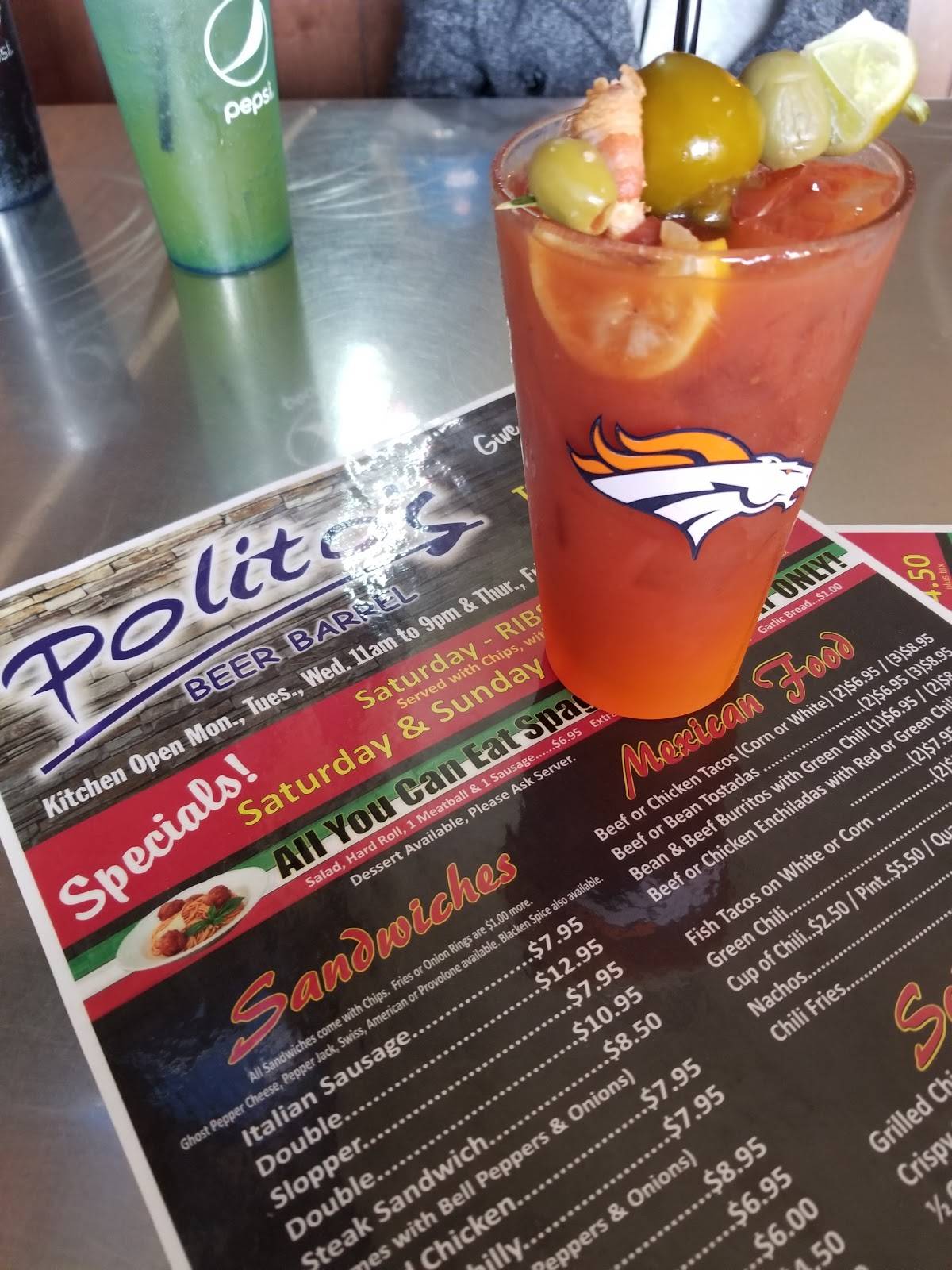Menu at Beer Barrel, Pueblo, E Evans Ave