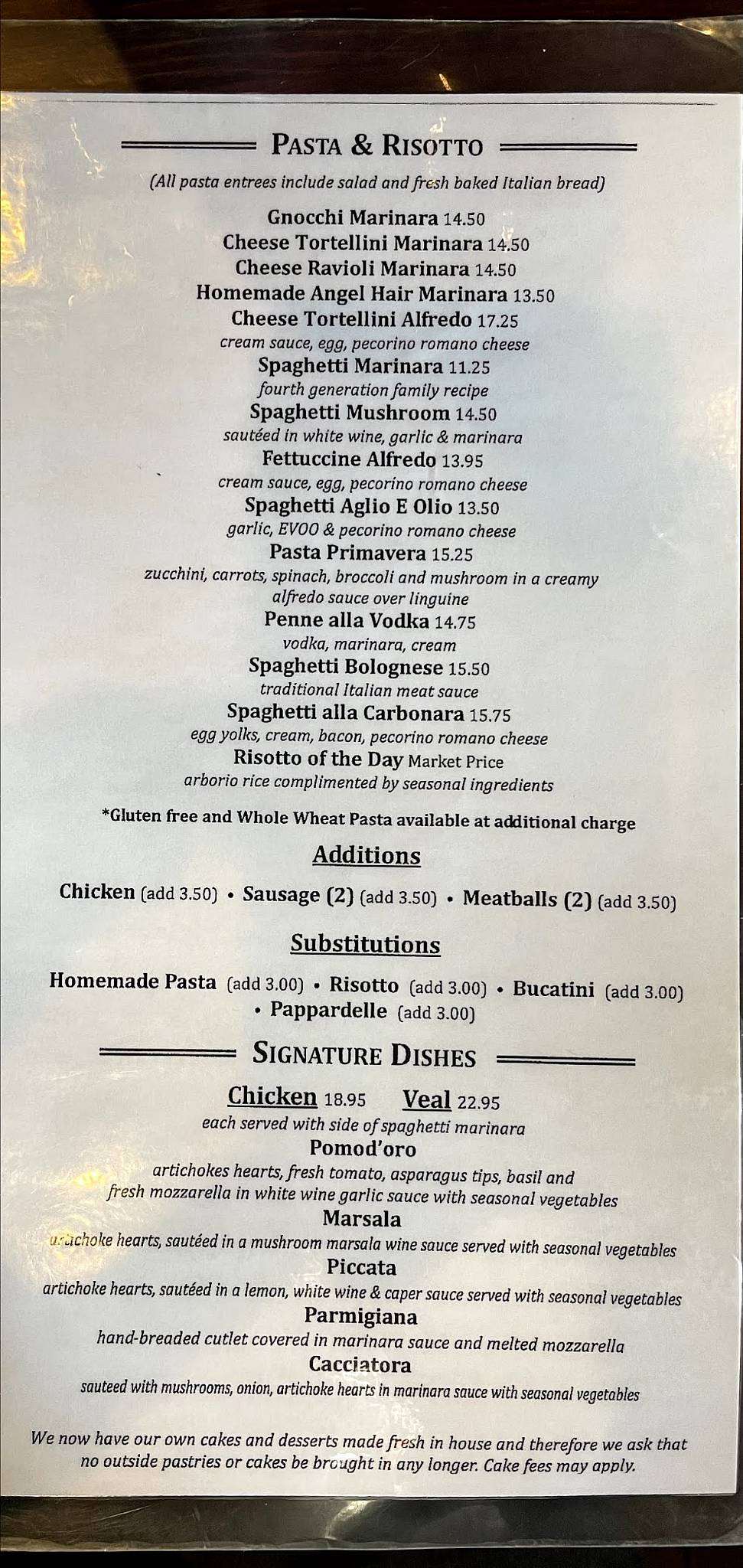 Menu at Pomod'oro Pizza and Italian Restaurant, Downingtown