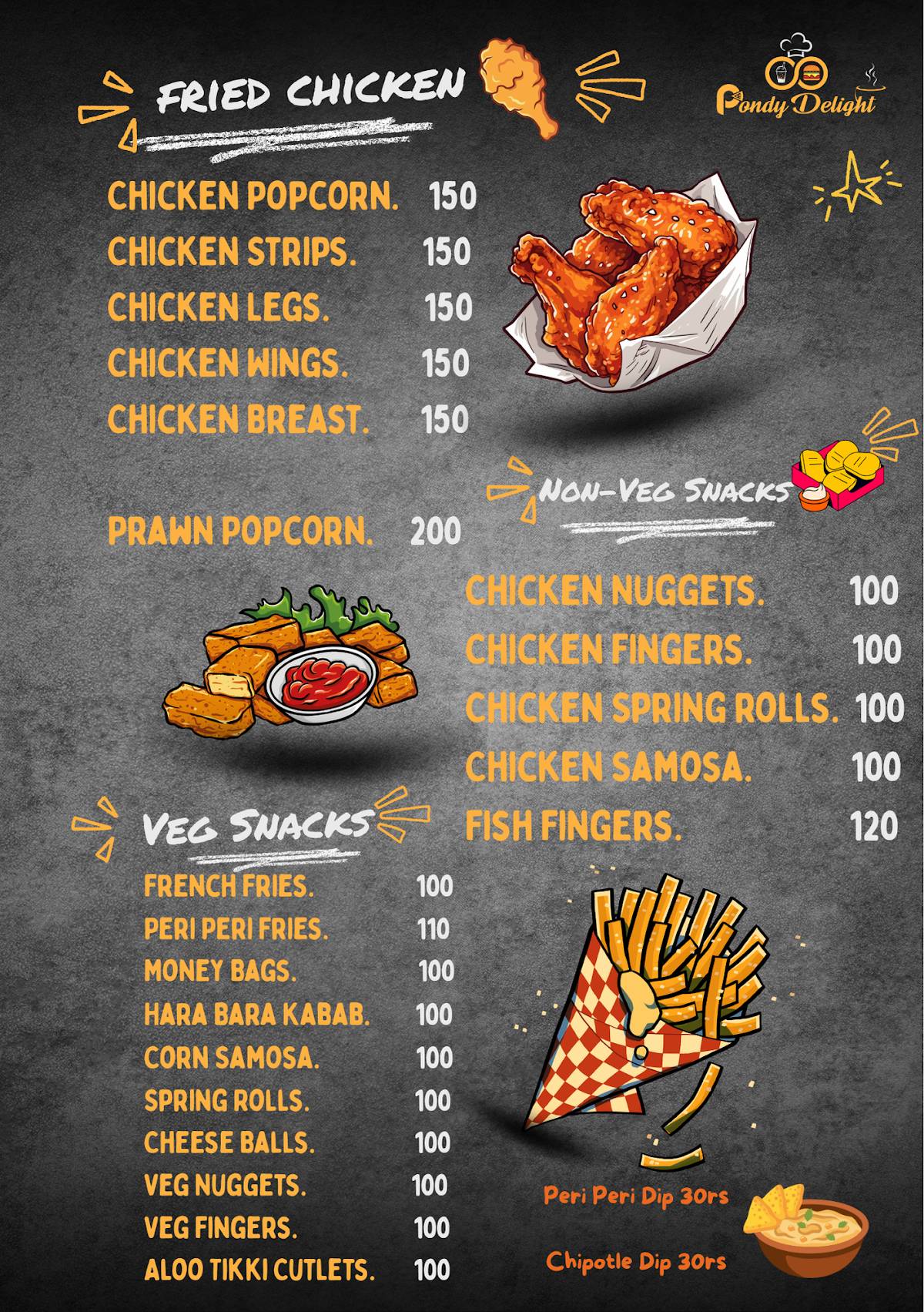 Pondy Delight menu