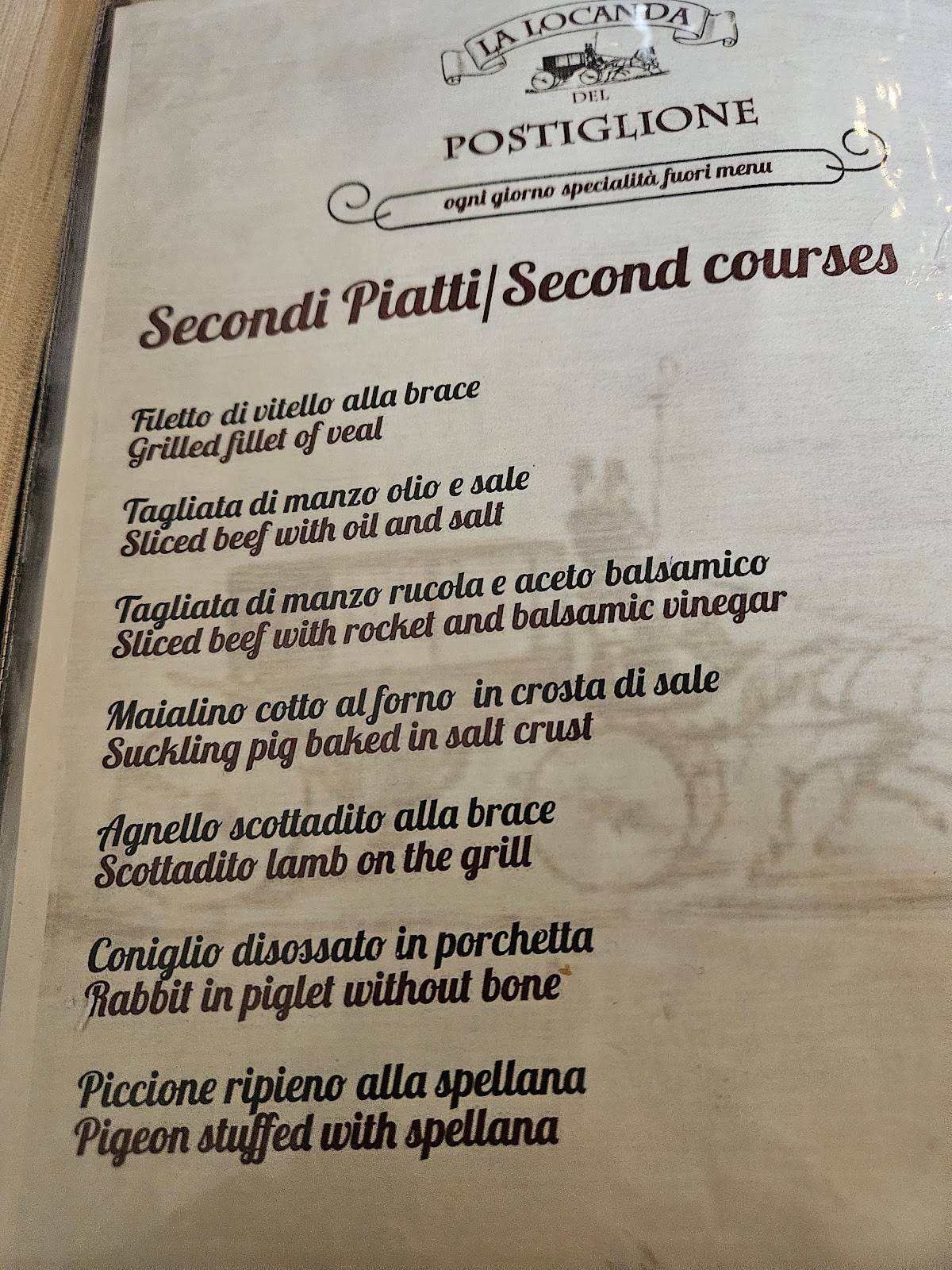 Menu di Ristorante La Locanda del Postiglione 