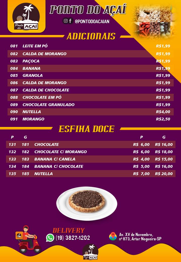 Ponto Do Acai cardápio