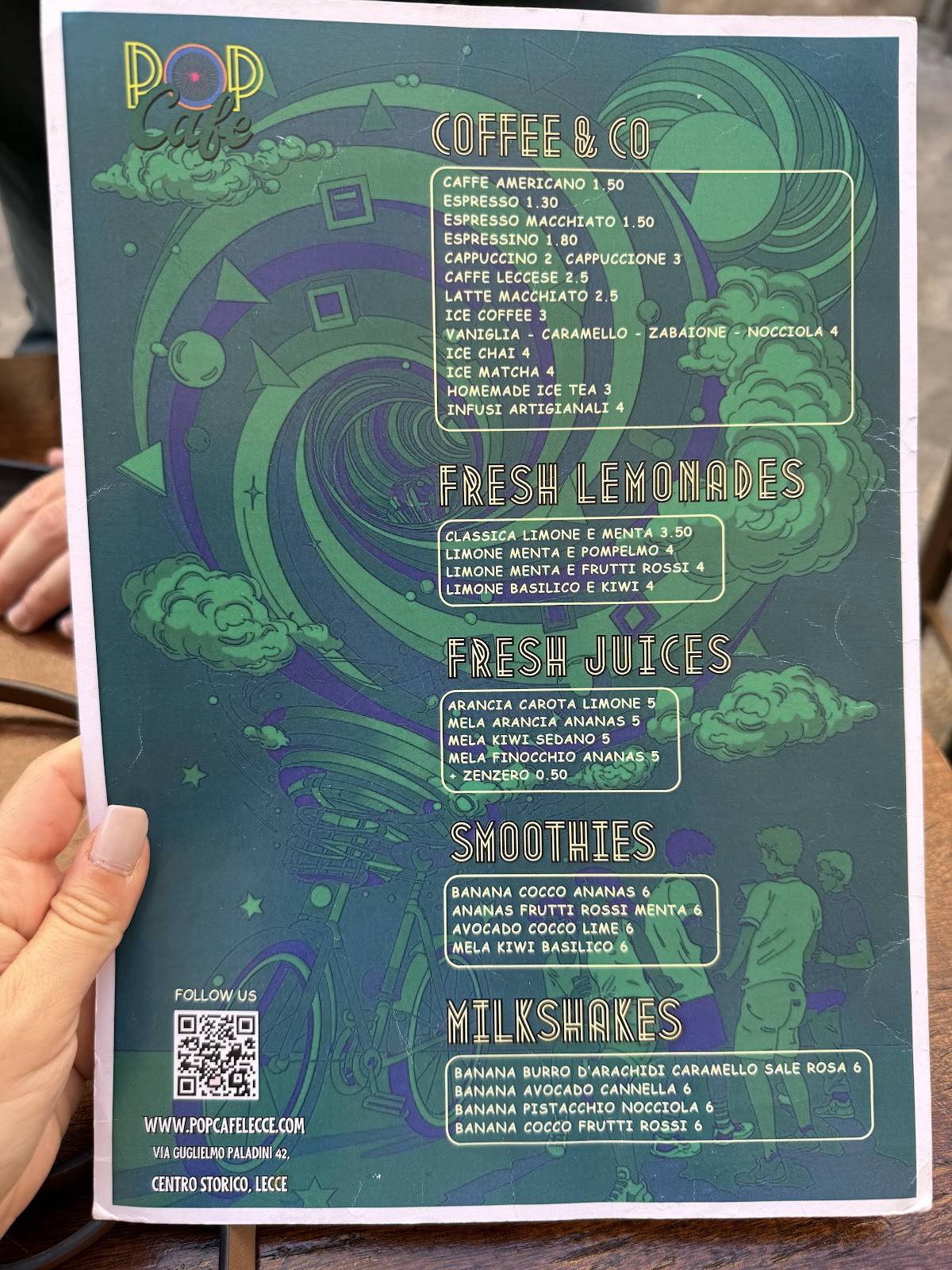 Menu de Pop Cafe