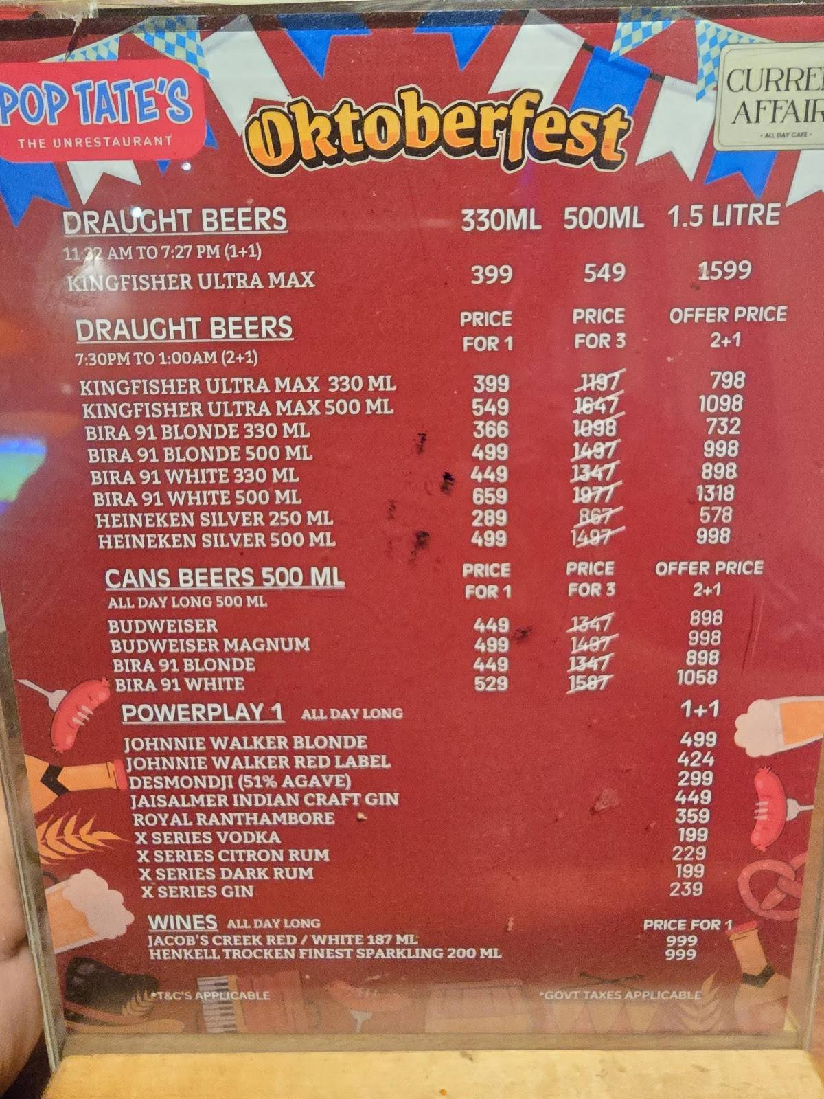 Pop Tate's R-City Mall menu