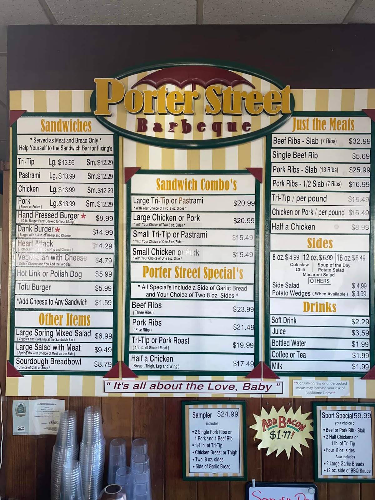 Menu at Porter Street BBQ of Eureka, Eureka