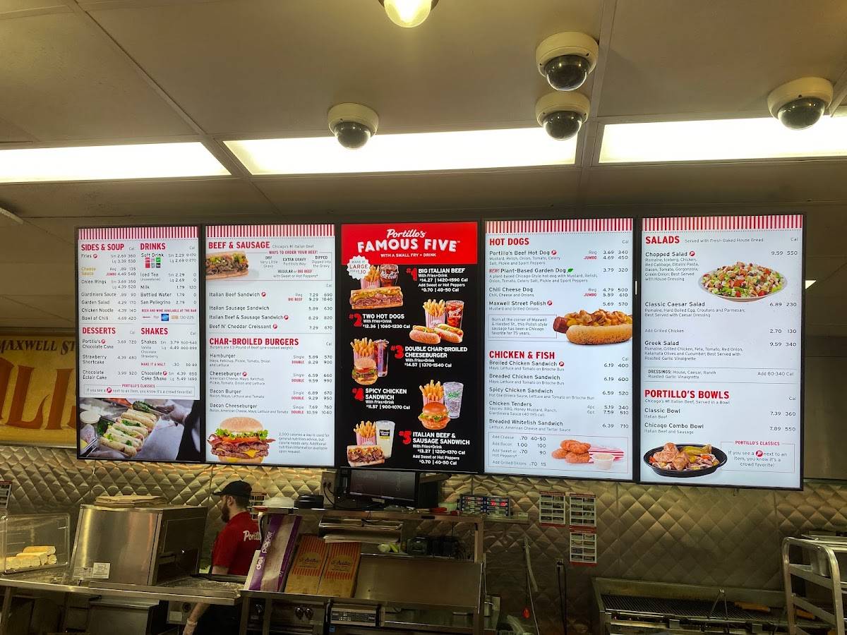 Menu at Portillo's Tempe restaurant, Tempe