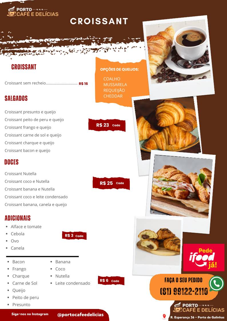 Porto Café e Delícias cardápio