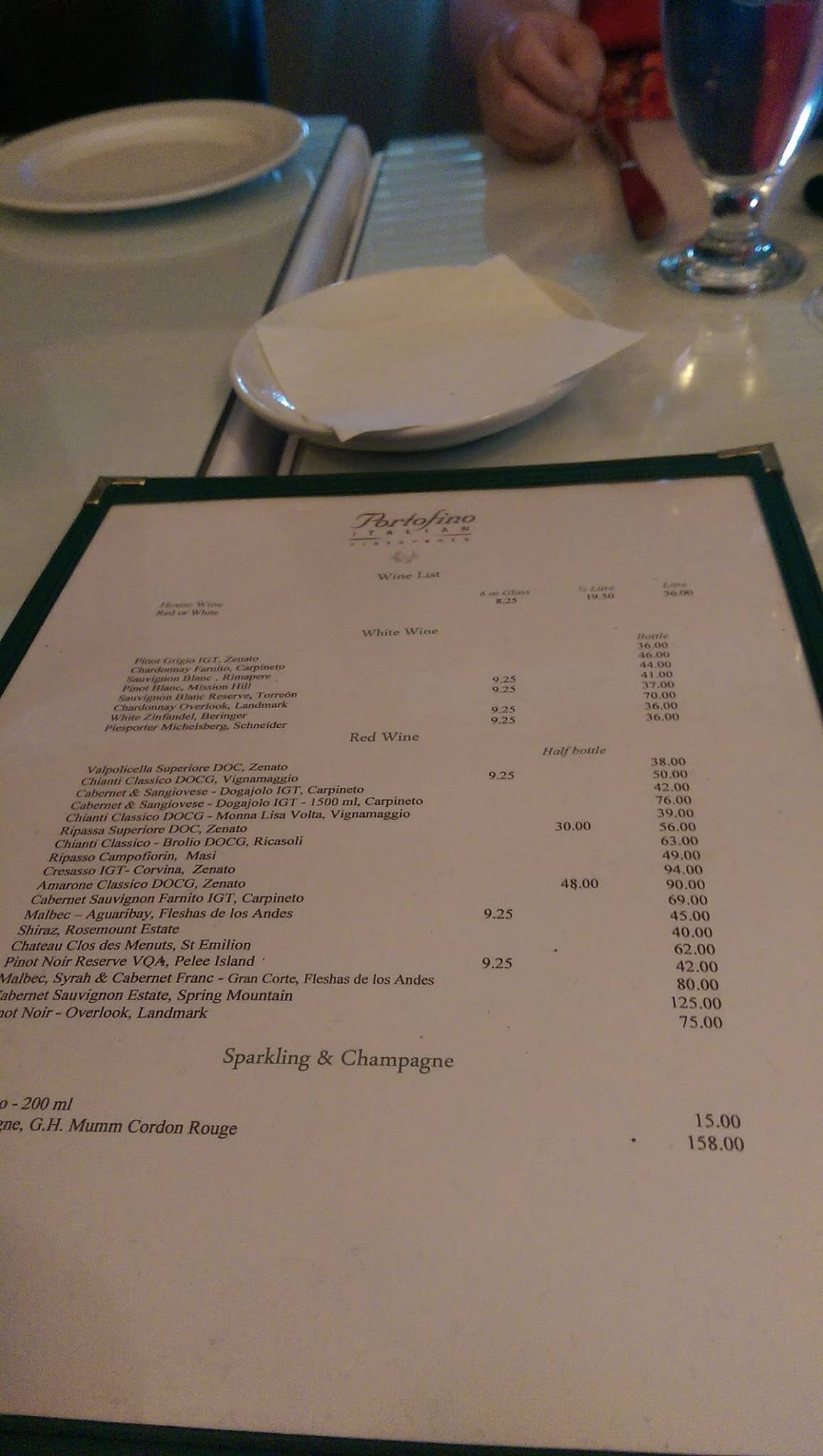 Menu de Portofino Italian Ristorante