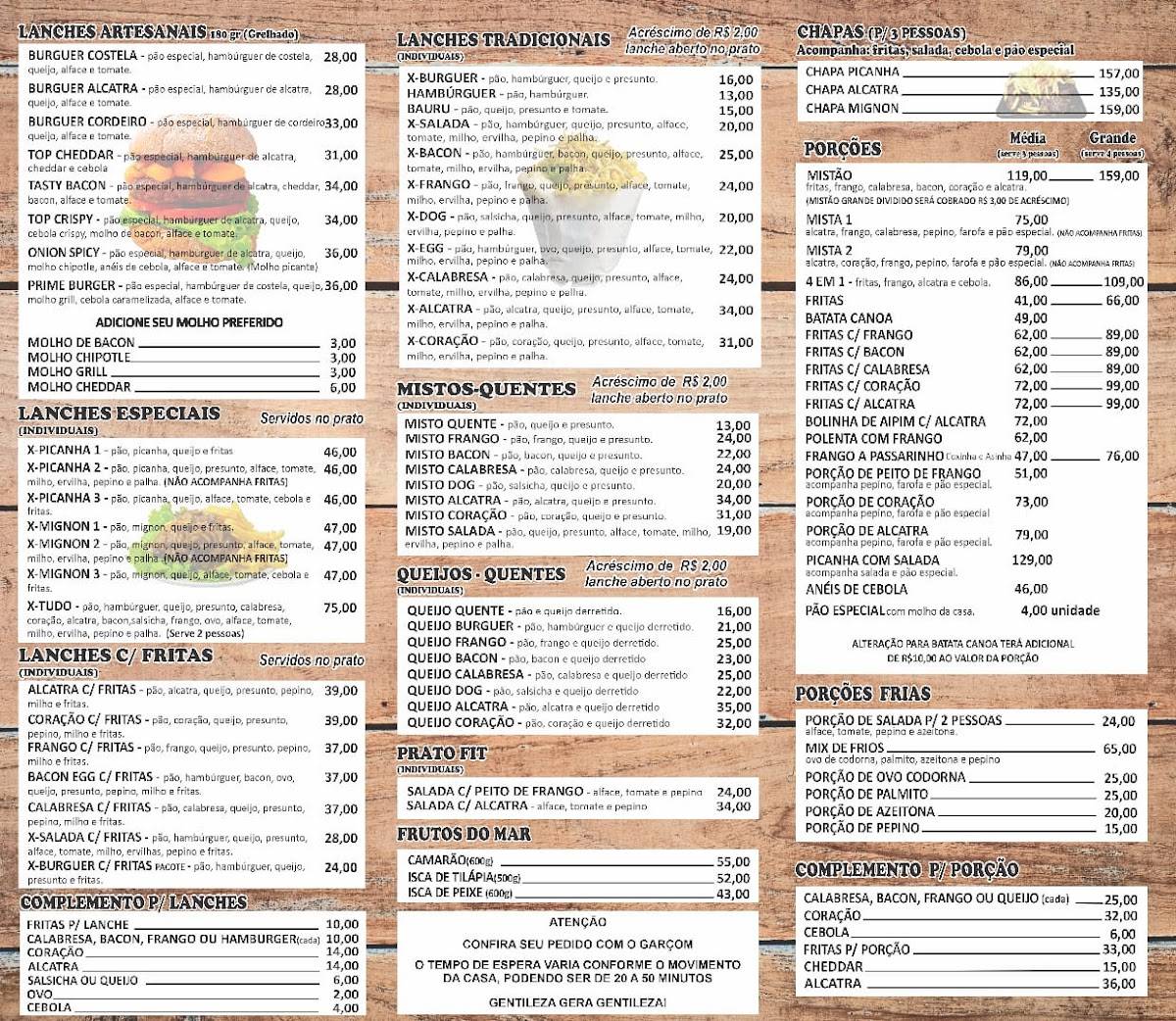 X-Picanha cardápio