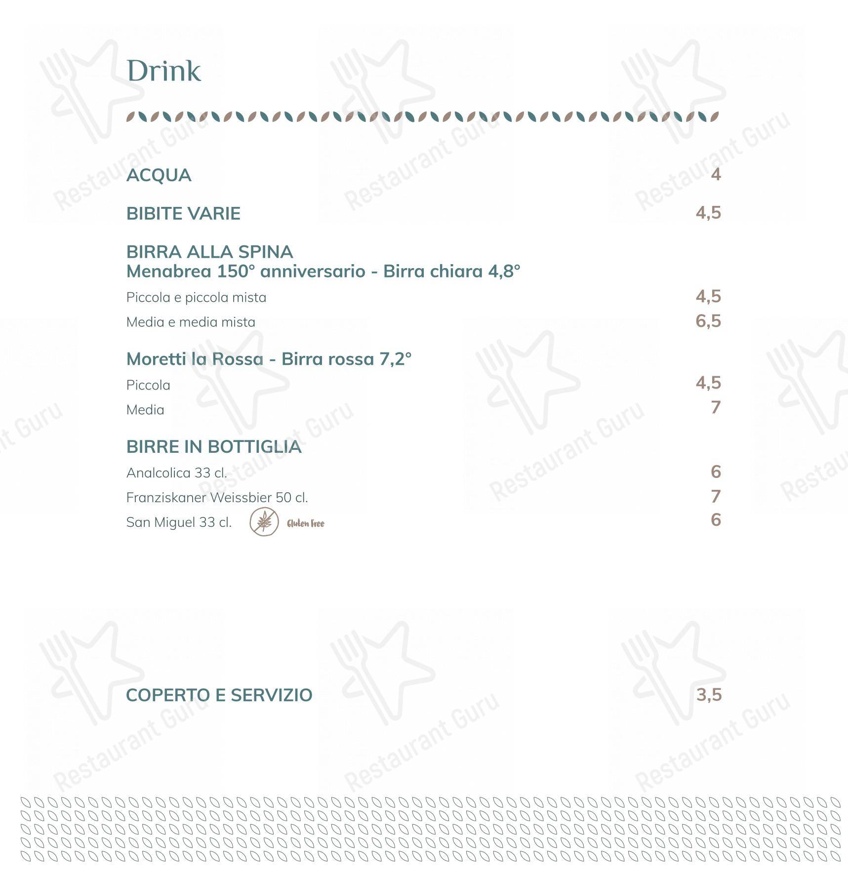 Menu bar per Preziosilla - Ristorante e Pizza d'Autore ristorante