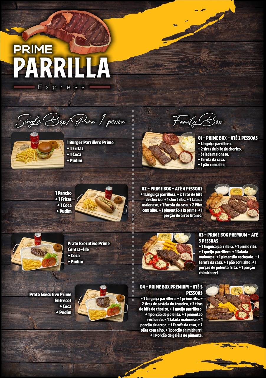 Carta de Prime Parrilla Steak, Porto Alegre