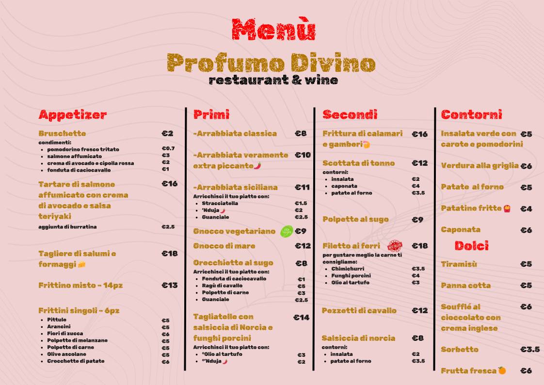 Menu di Profumo Divino 