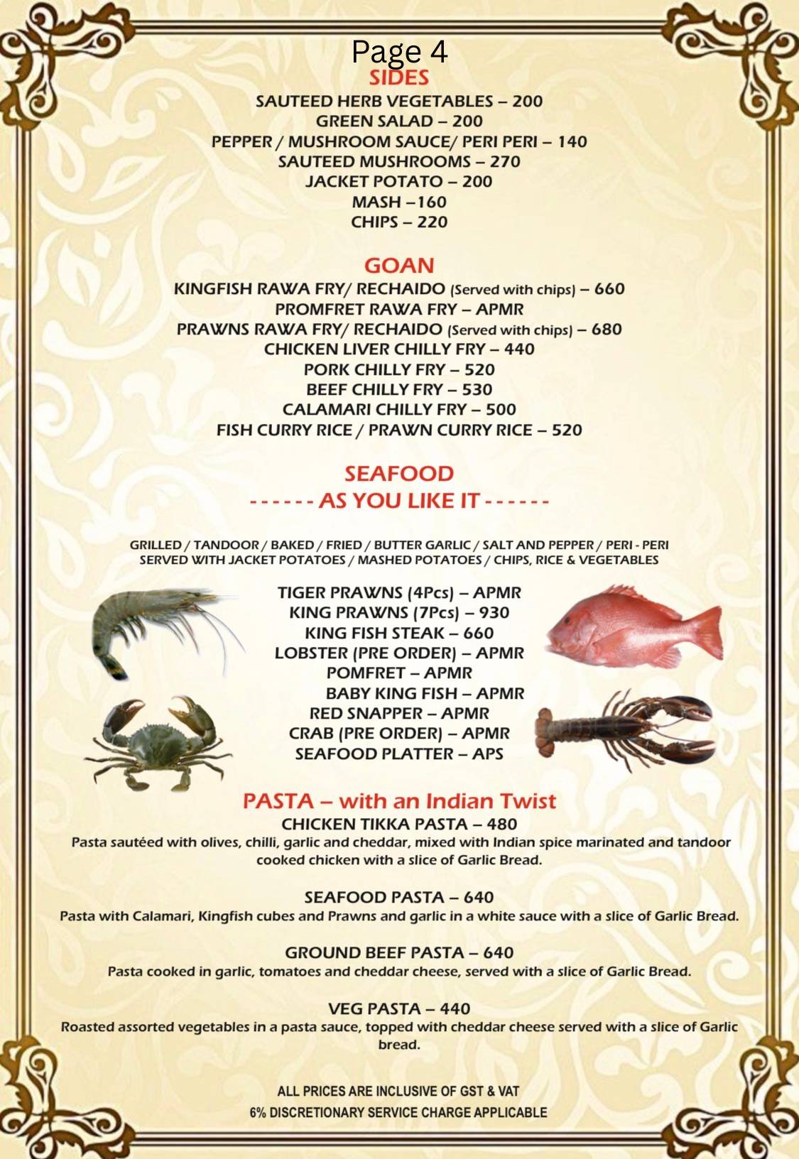 ANGAARA– Bbq Grill & SPORTSBAR menu