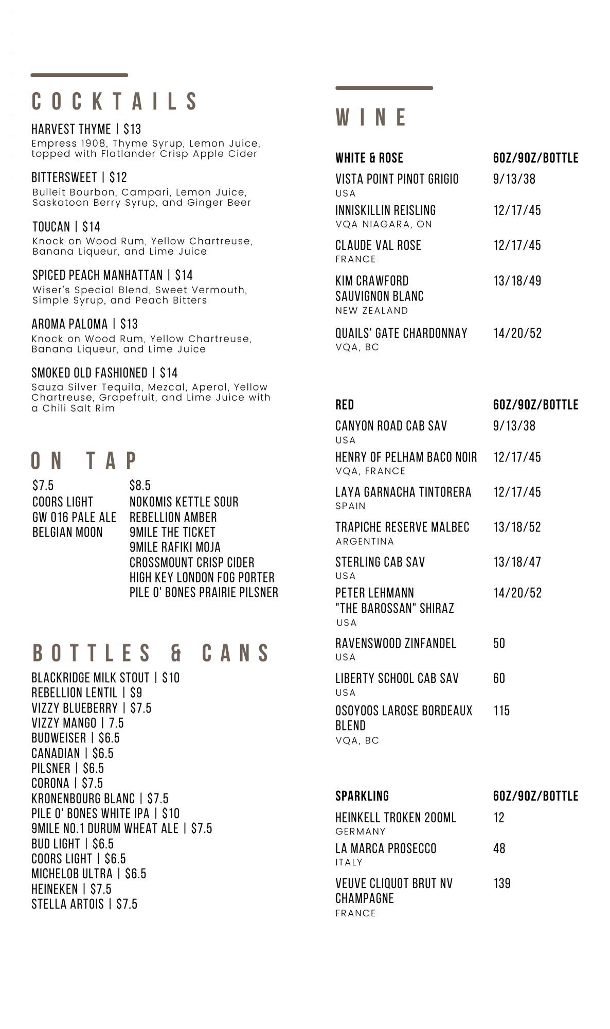 Menu de Aroma Restaurant