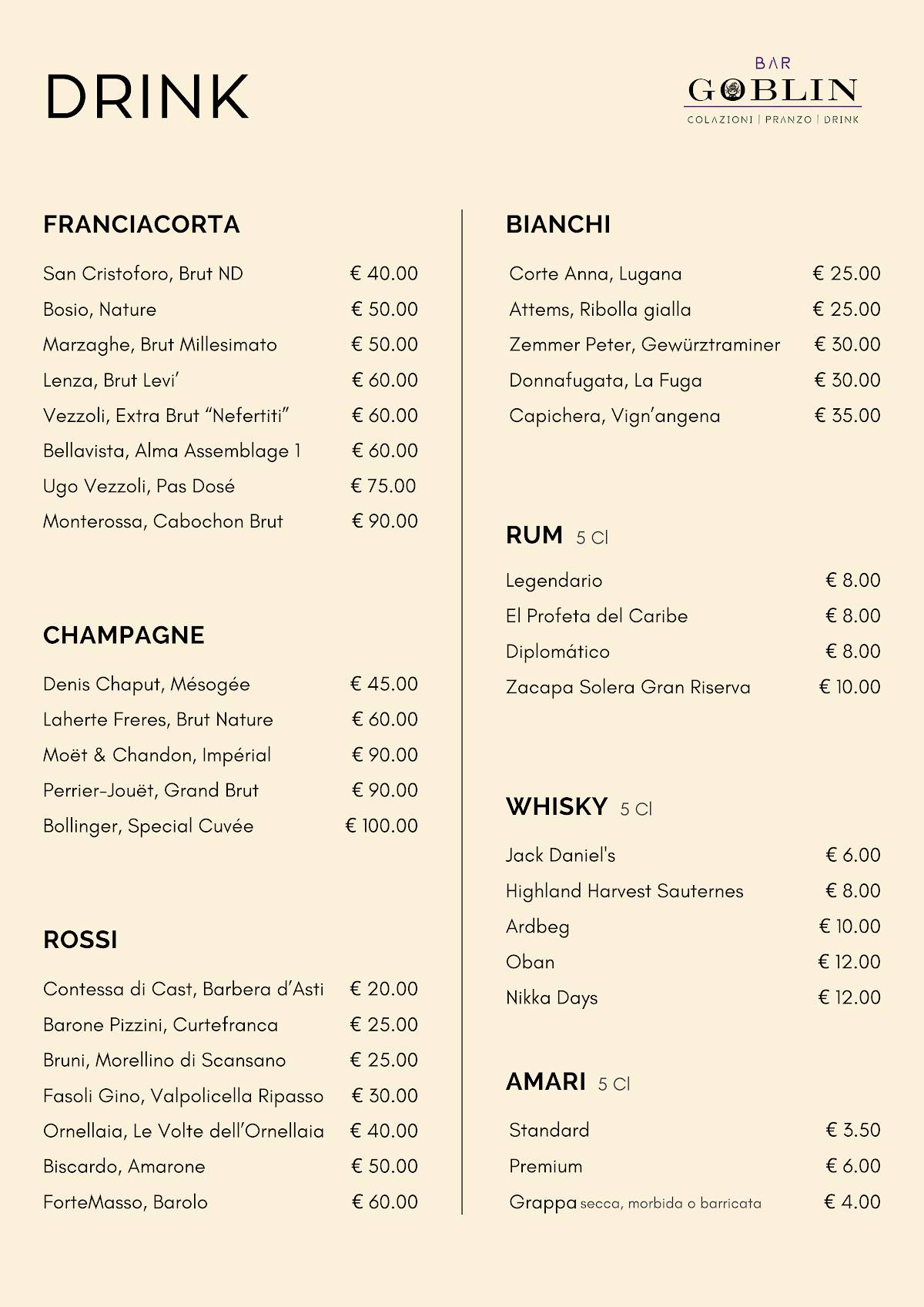 Menu di Bar Goblin 