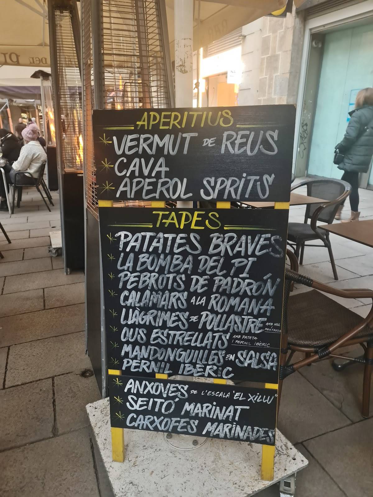 Menu at Bar del Pi, Barcelona