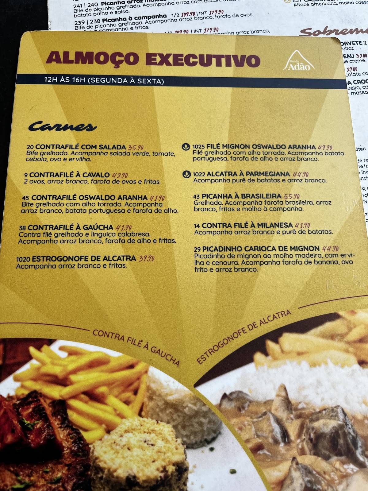 Bar do Adão cardápio