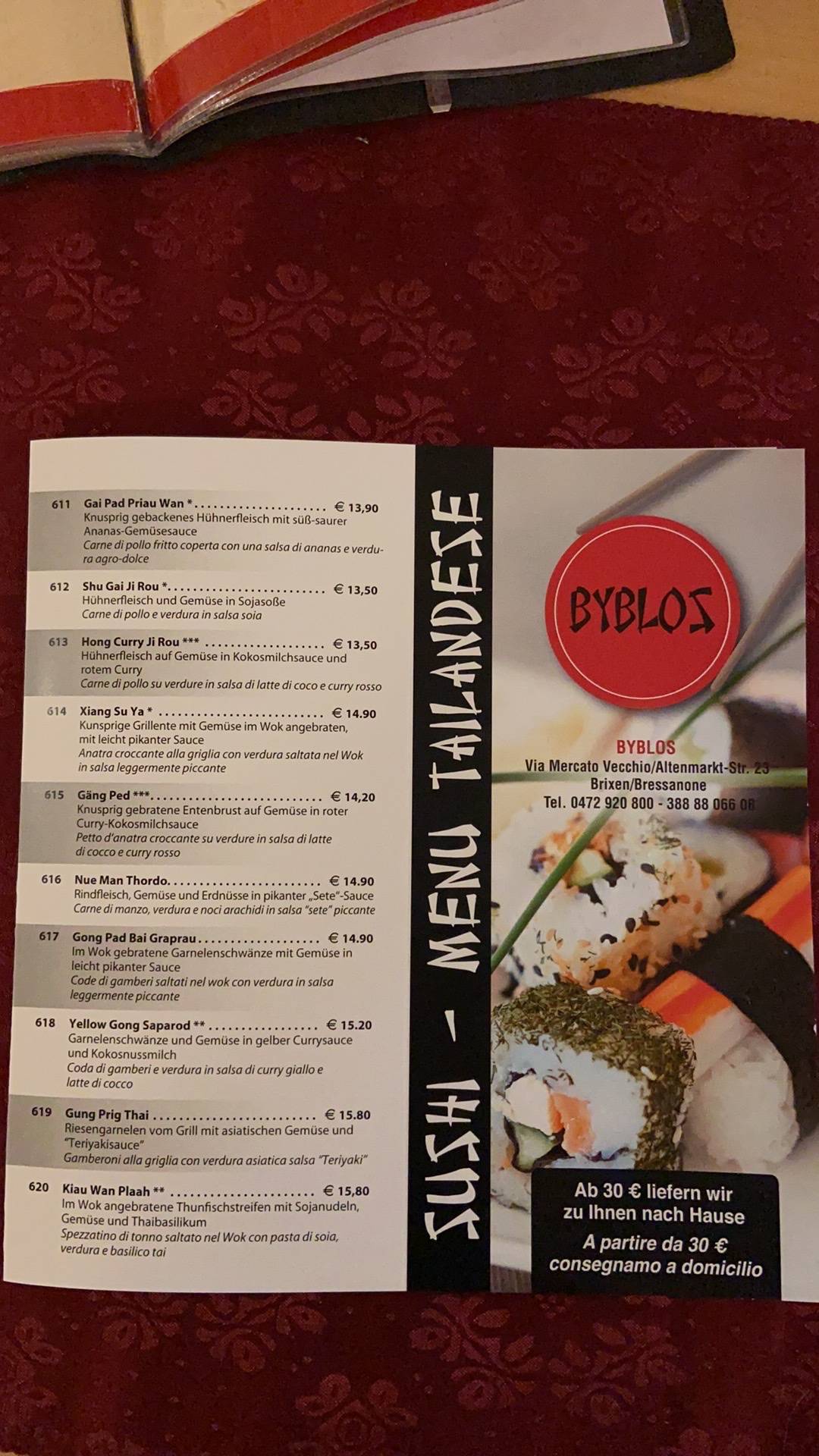 Menu di Byblo's Café 