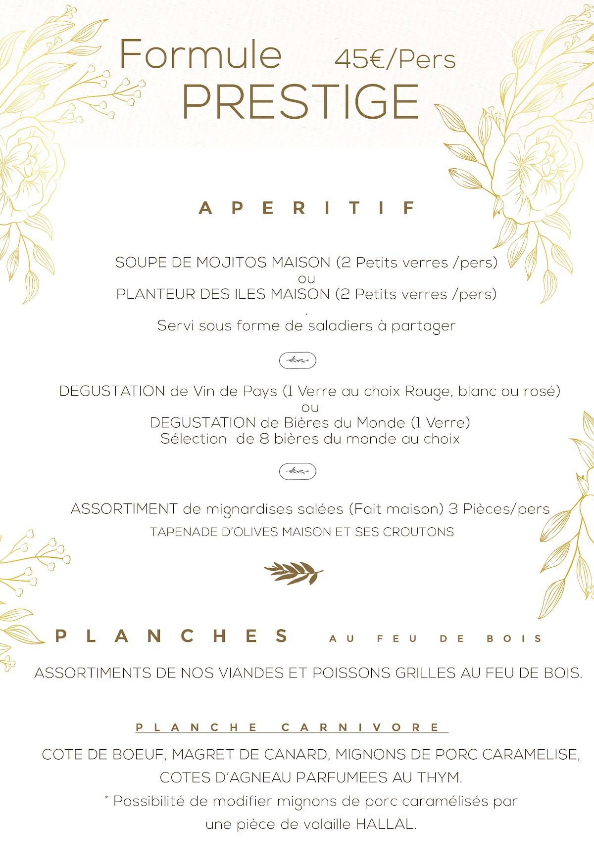 Menu de LE PATIO Resto festif