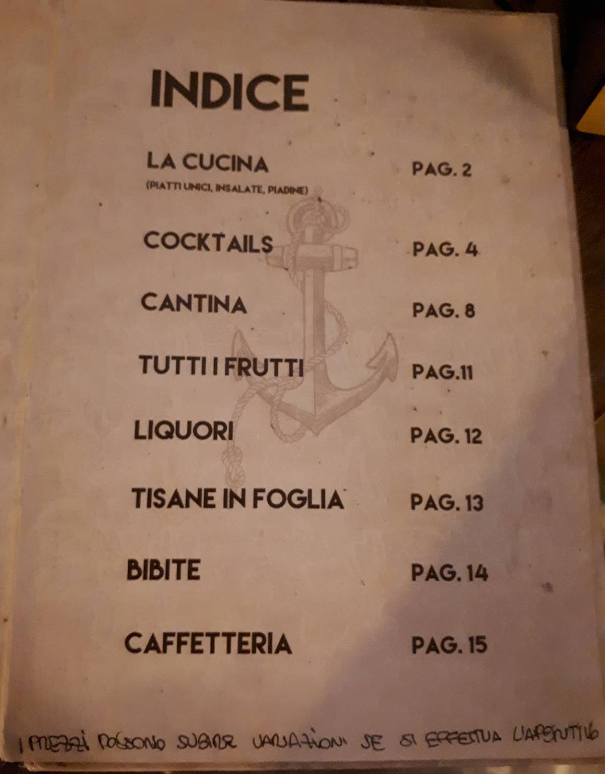 Menu di Caffè del Porto 