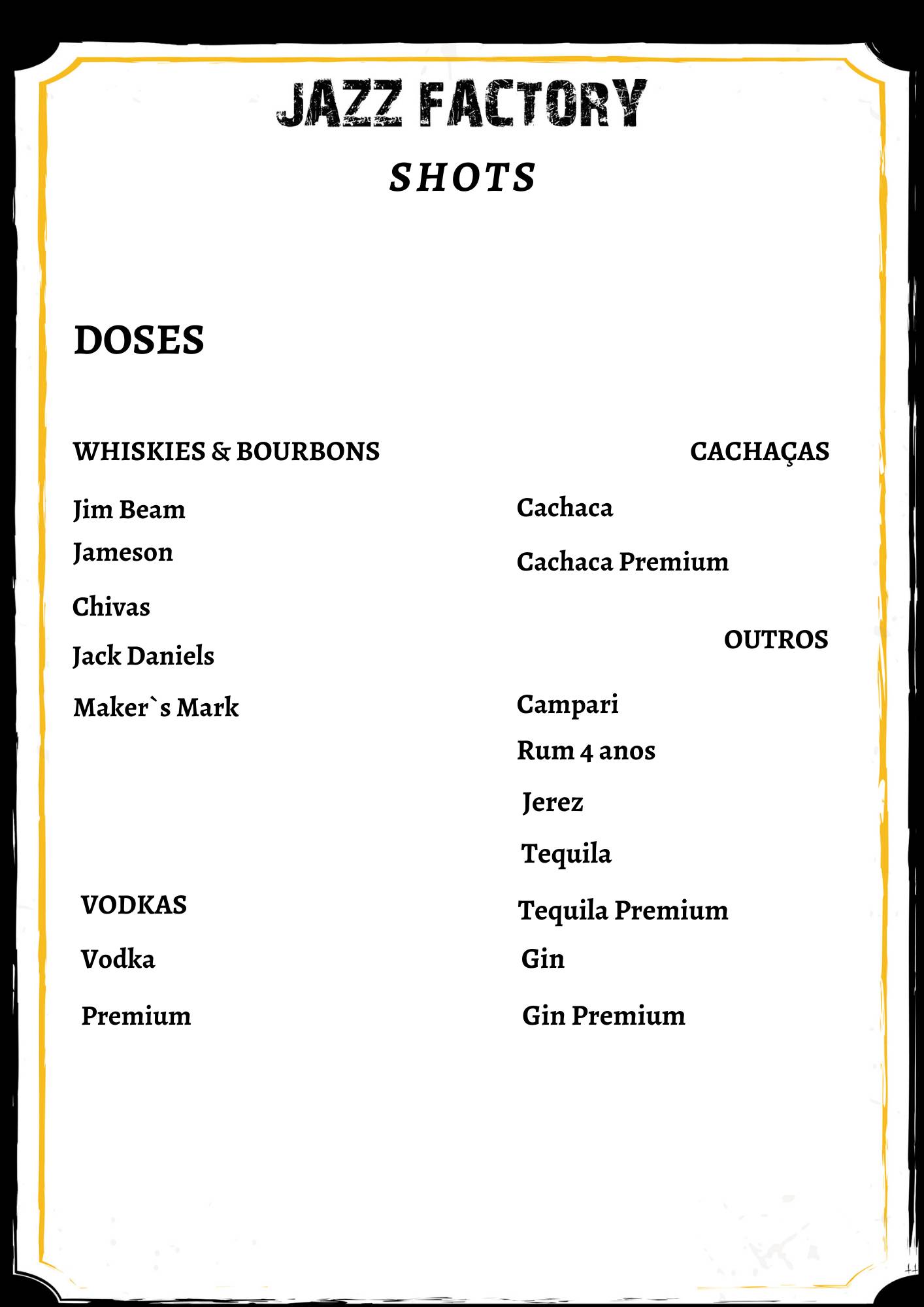 Jazz Factory Music & Art cardápio