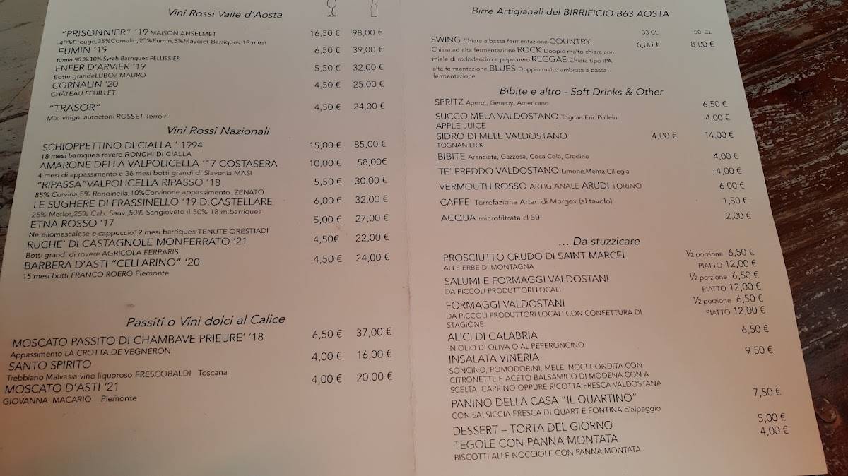 Menu di Enoteca La Vineria 