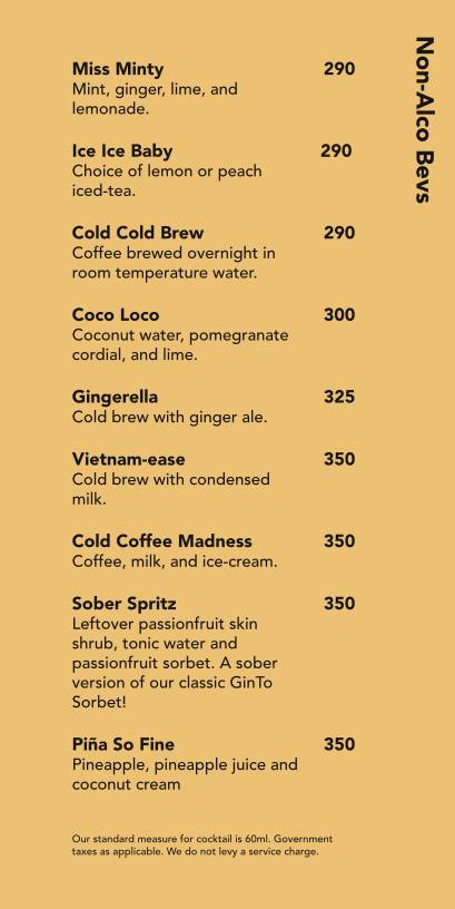 Monkey Bar menu