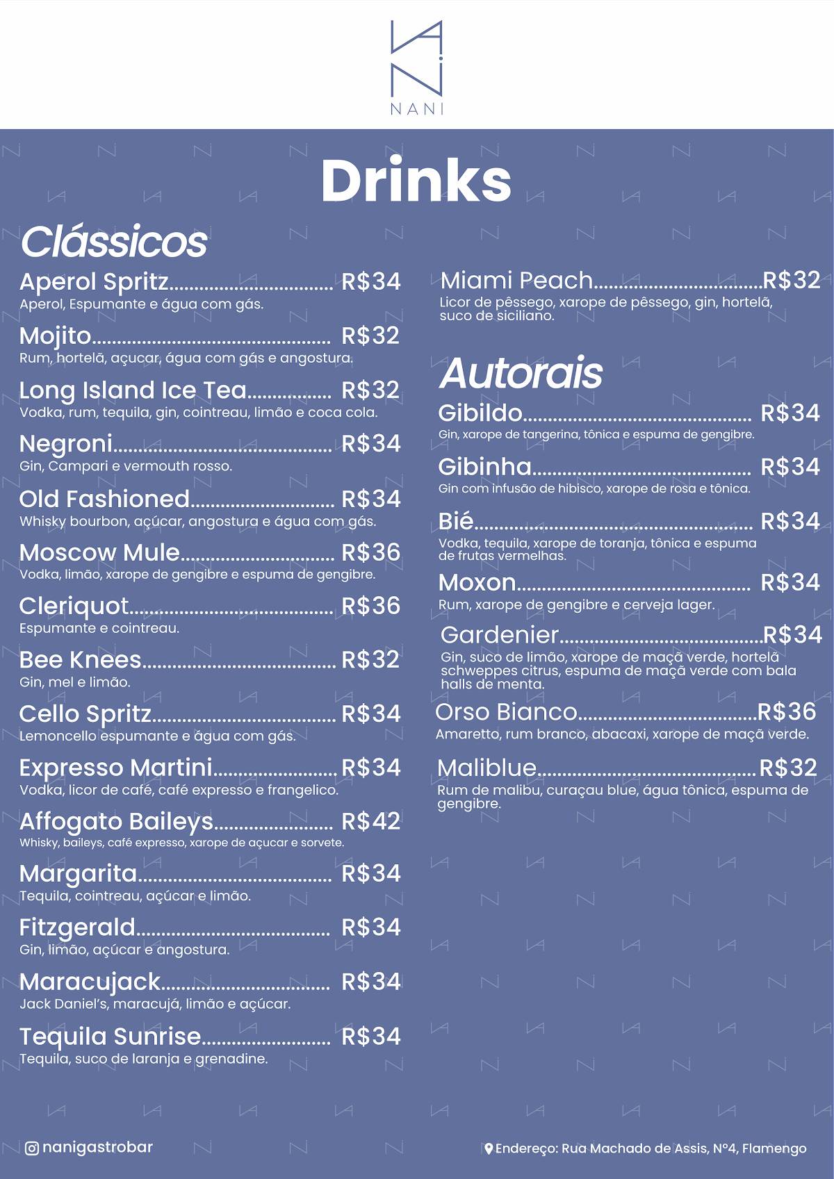 Nani Gastrobar cardápio