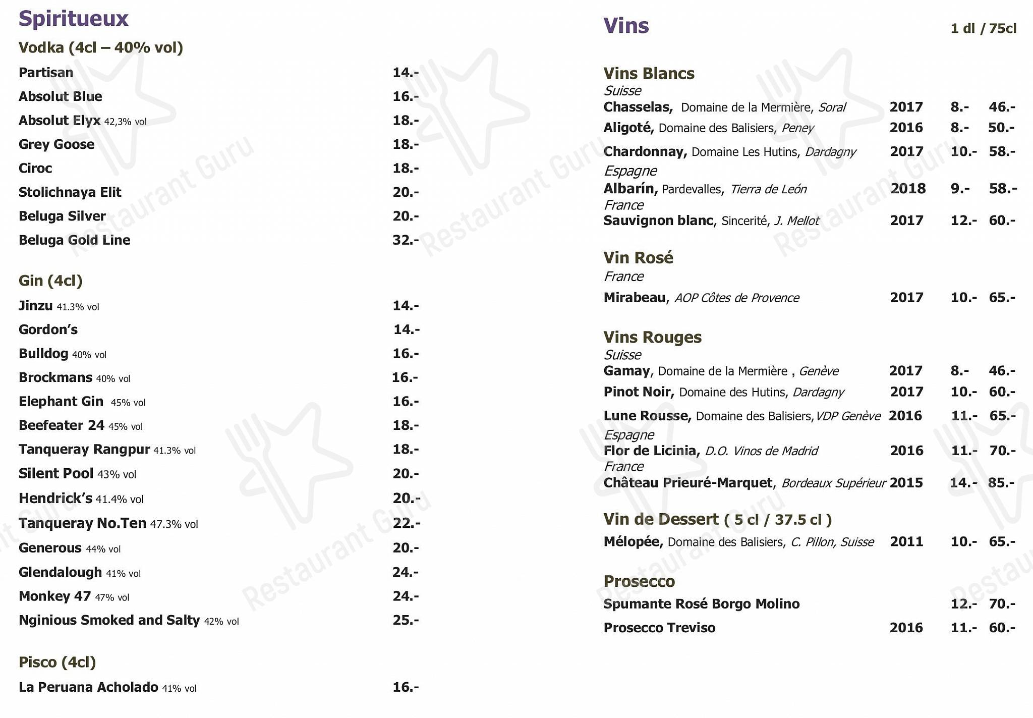 Ночное меню per Hotel N’vy in Ginevra