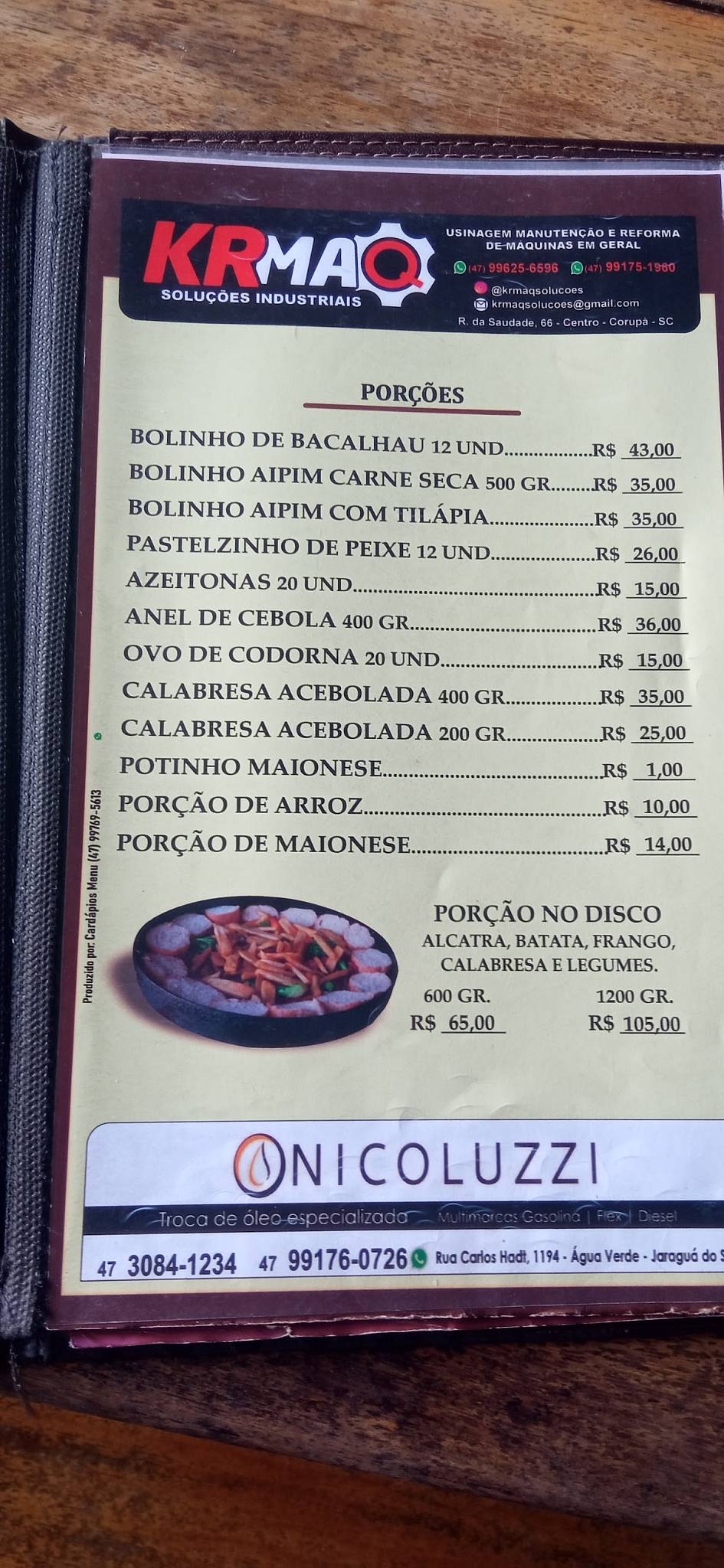 Pesque Pague Recanto Dos Lagos cardápio