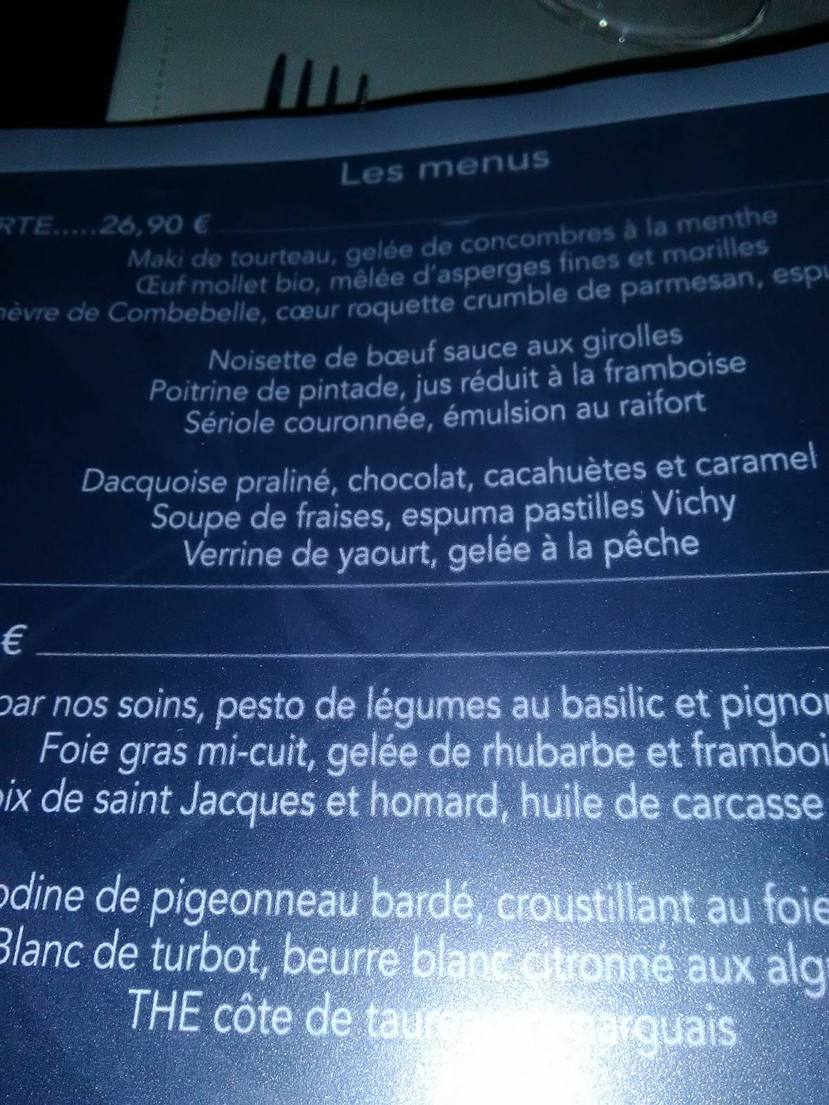 Restaurant de la Tour Montady menu