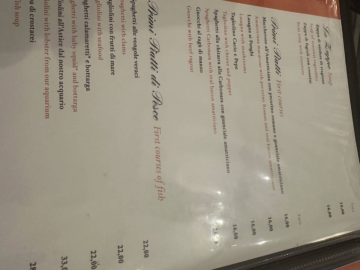 Menu di Il Vineto 
