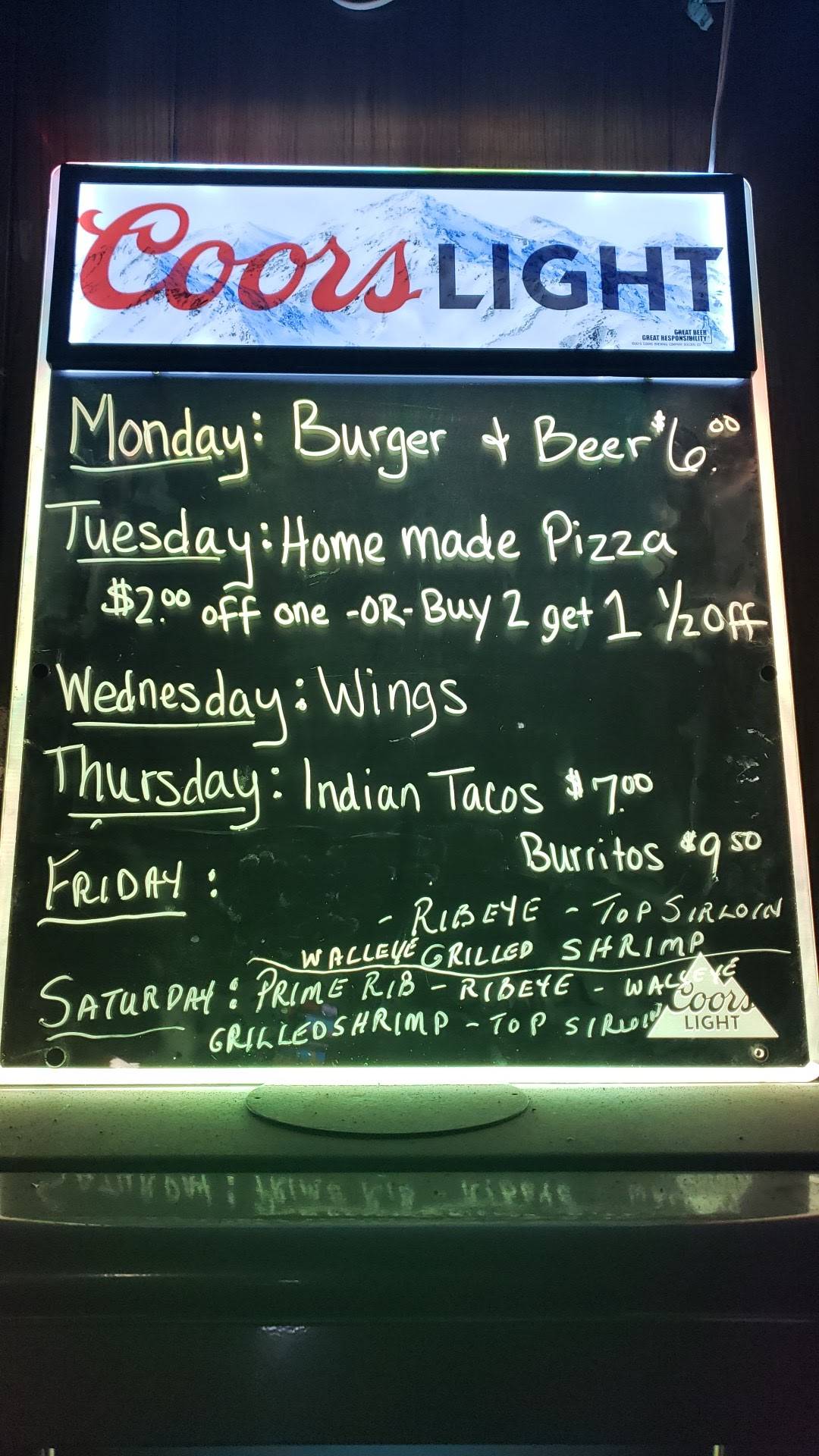 Menu at Side Track Bar&Grill, Fordville