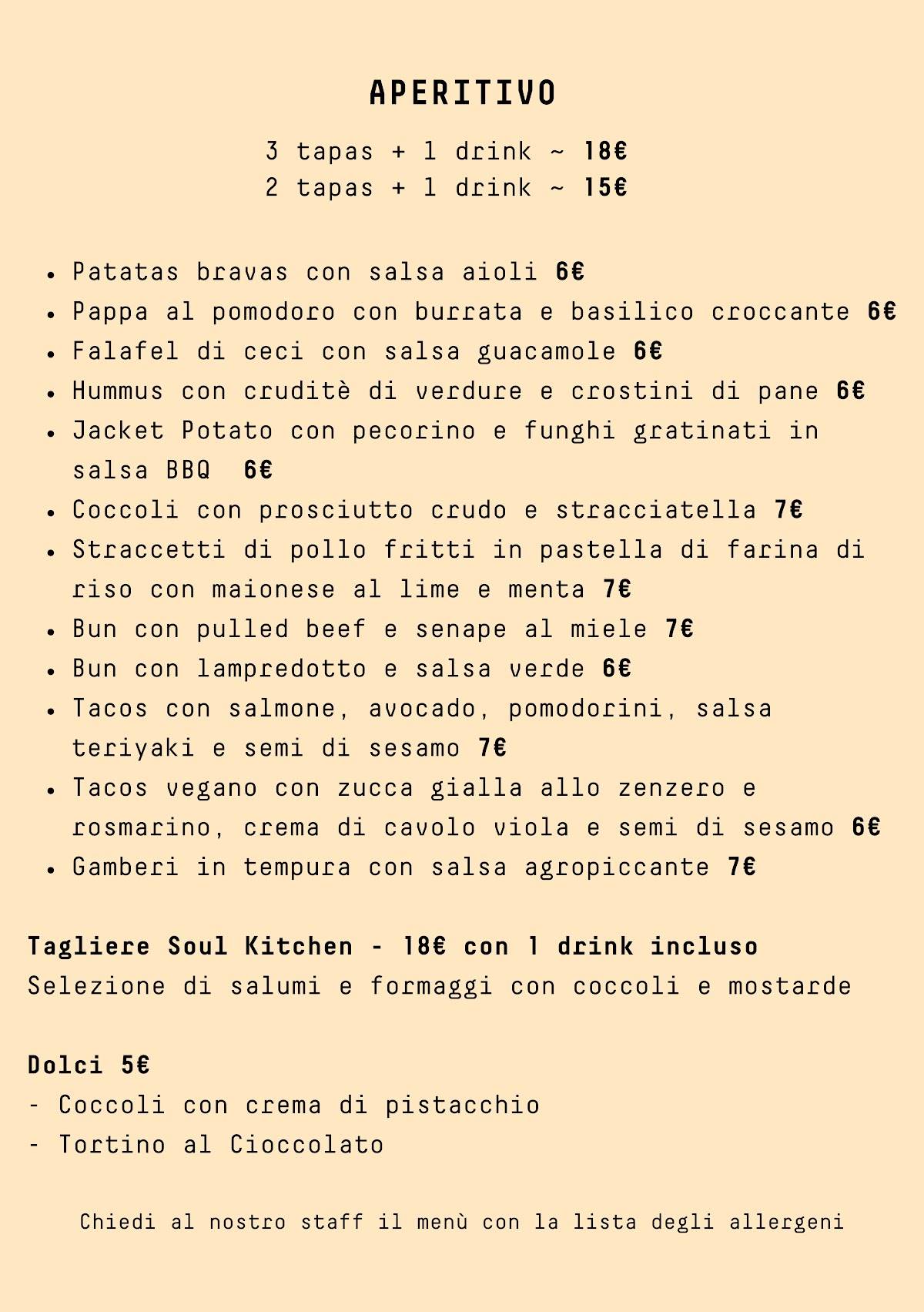 Menu di Soul Kitchen 
