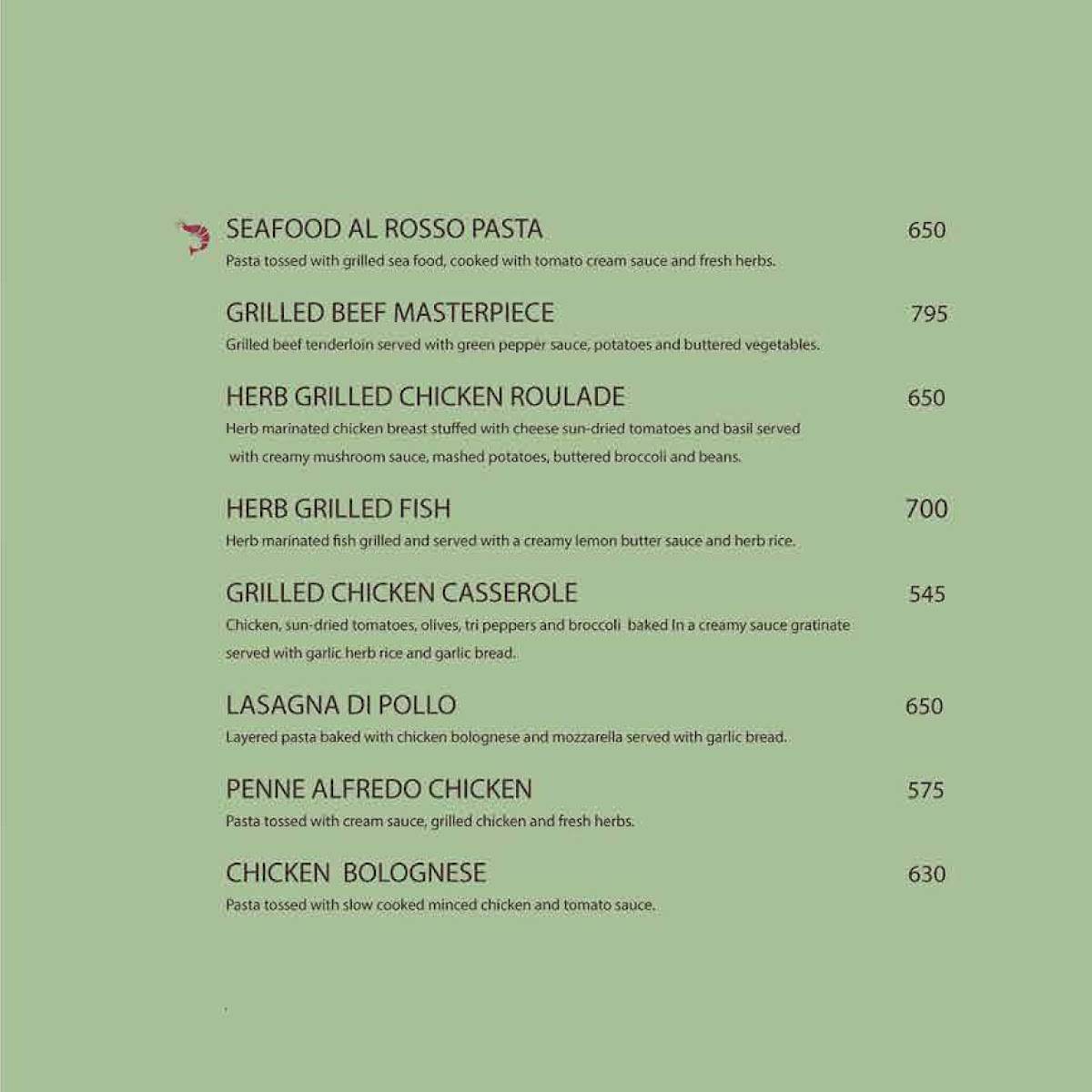 The Beach by Madras Square Restaurant & Bar ECR menu