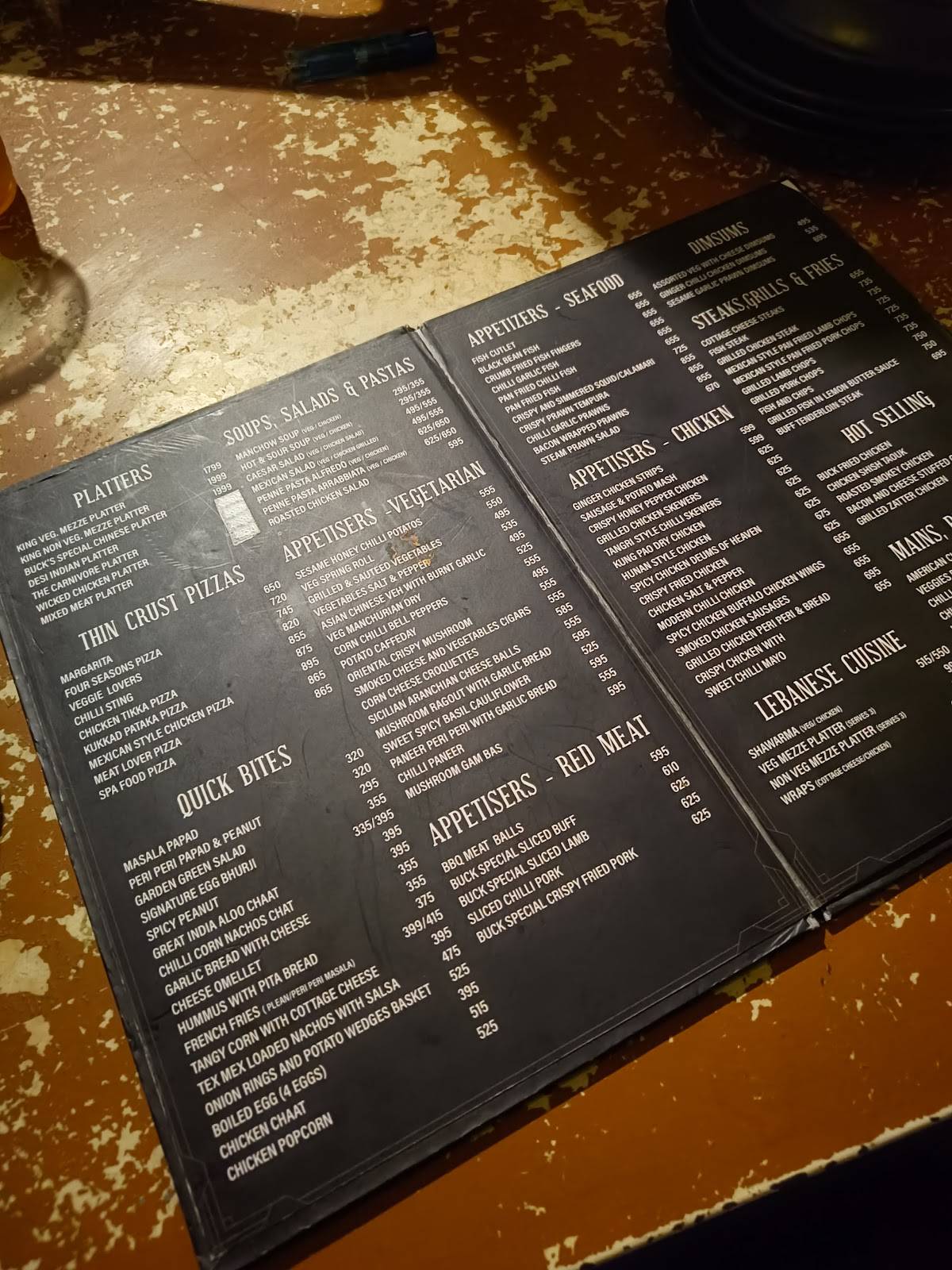 The Buck Stops Here menu