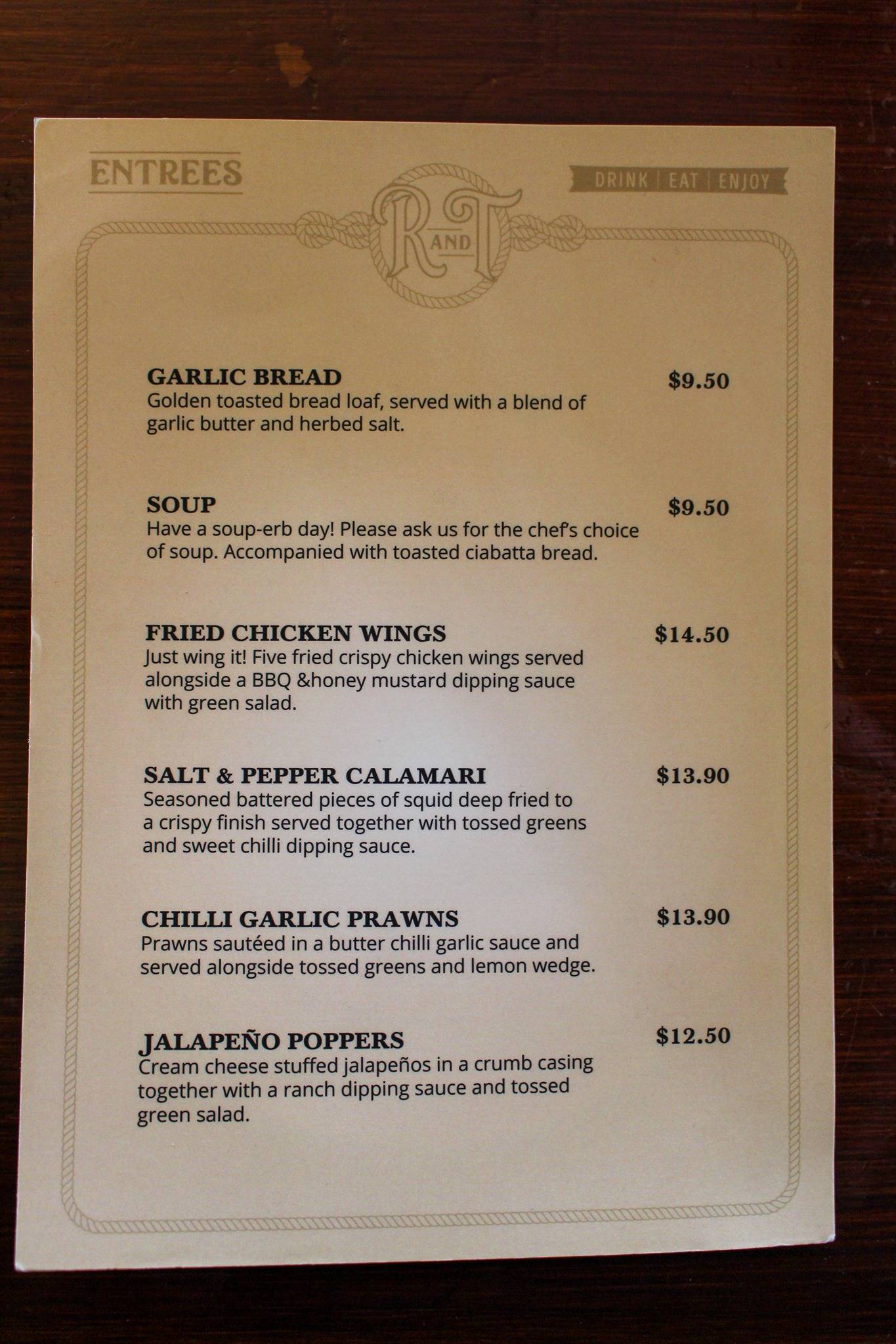 Menu at The Rope and Twine pub & bar, Dunedin