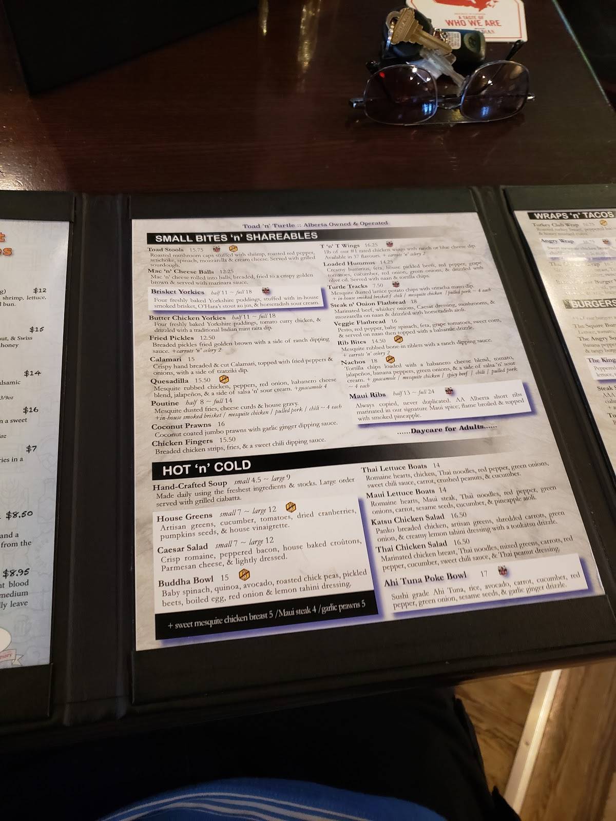 Menu de Toad 'n' Turtle Pubhouse & Grill