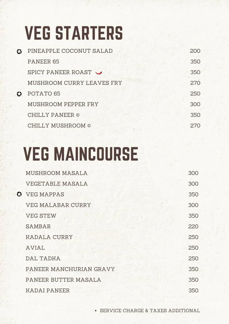 Kerala Cafe menu